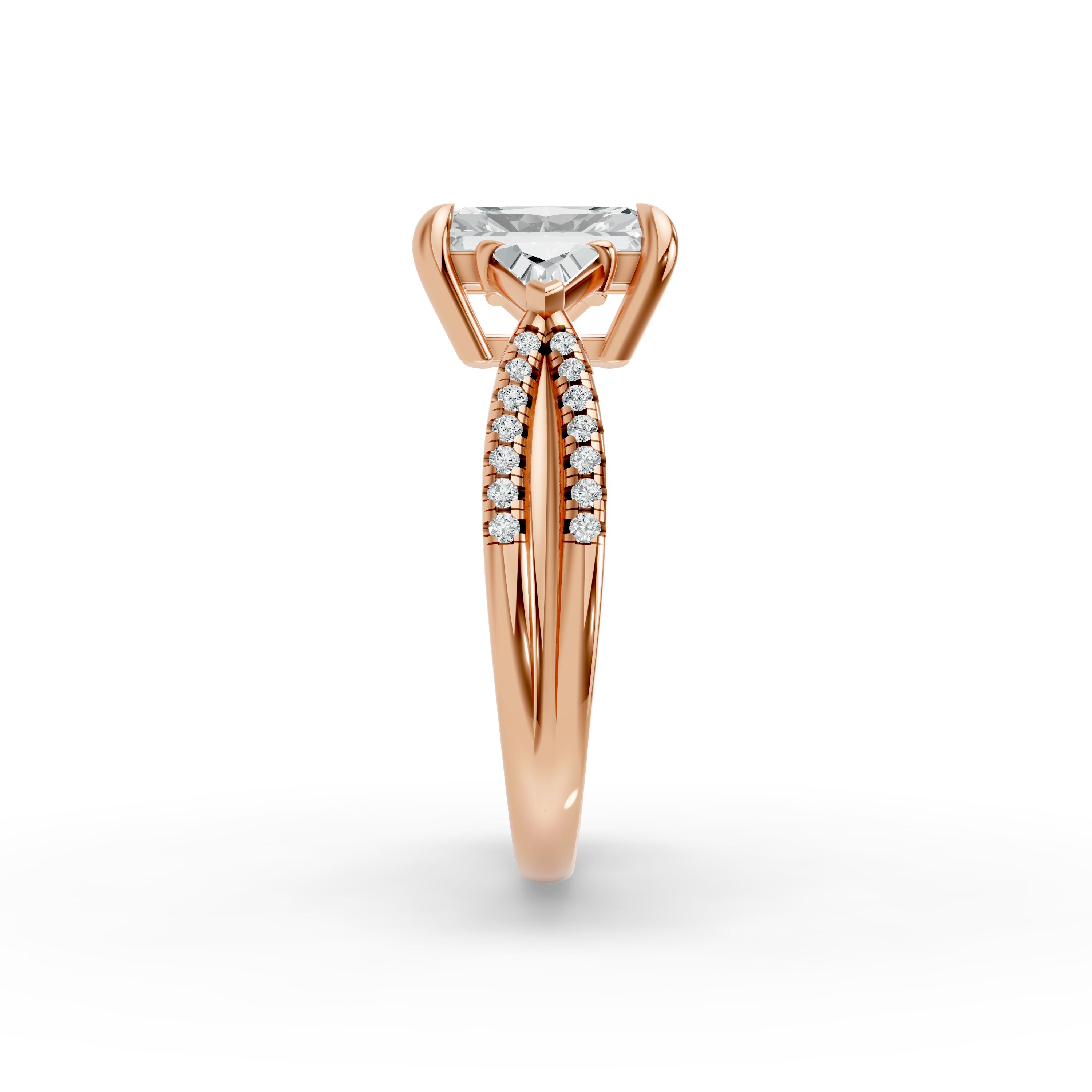 Radiant Shape Diamond Fancy Engagement Ring in Gold