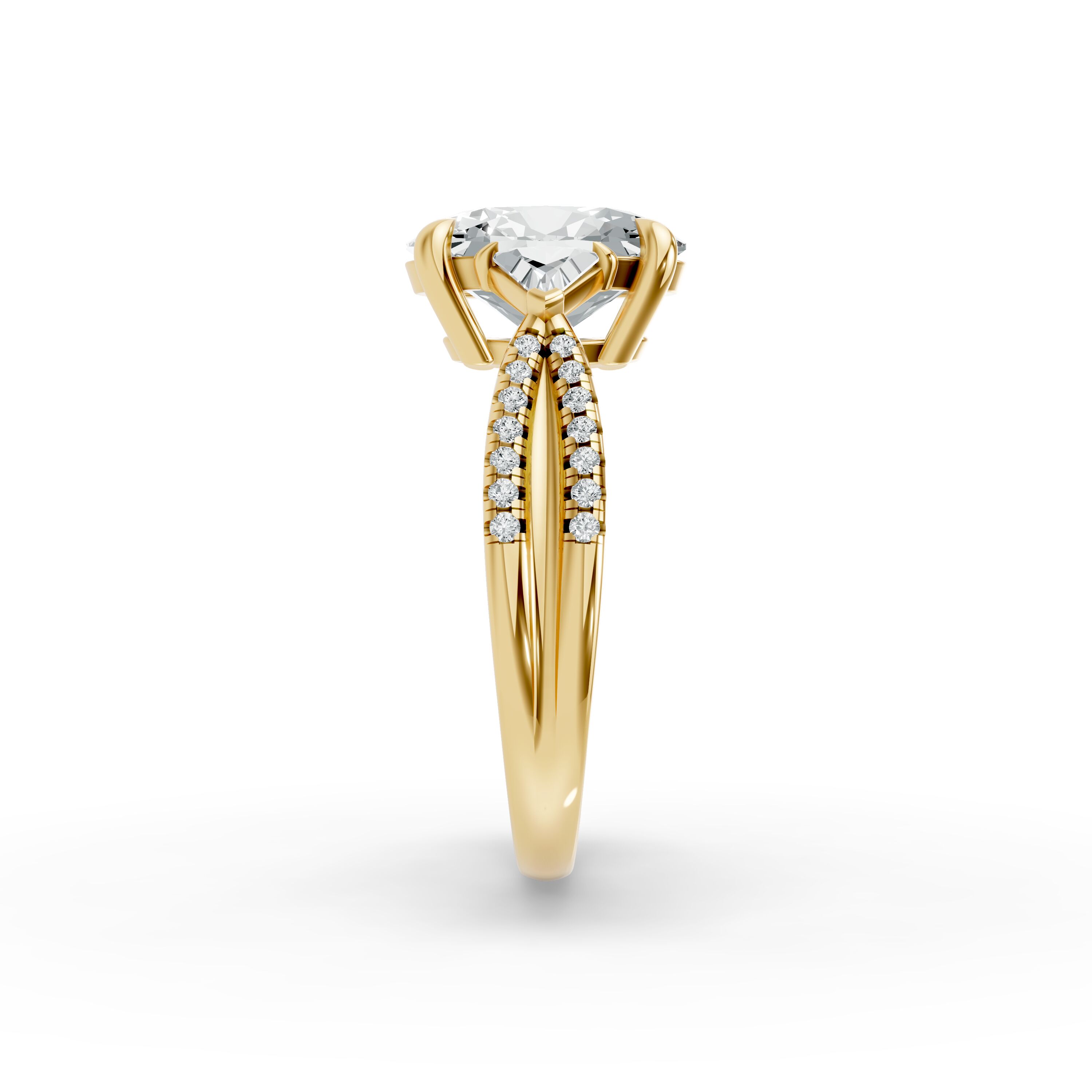 Oval Shape Diamond Fancy Engagement Ring in Gold