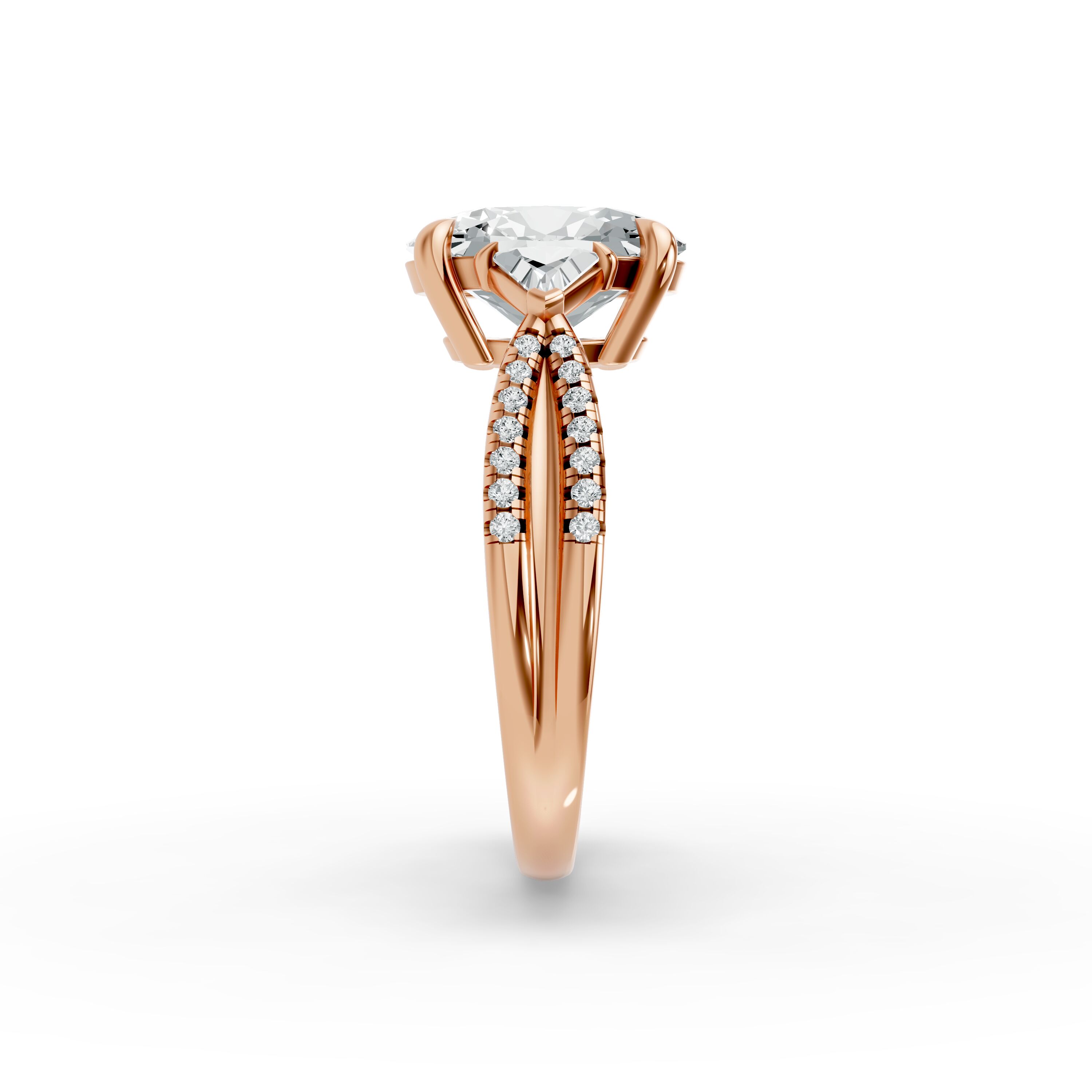 Oval Shape Diamond Fancy Engagement Ring in Gold