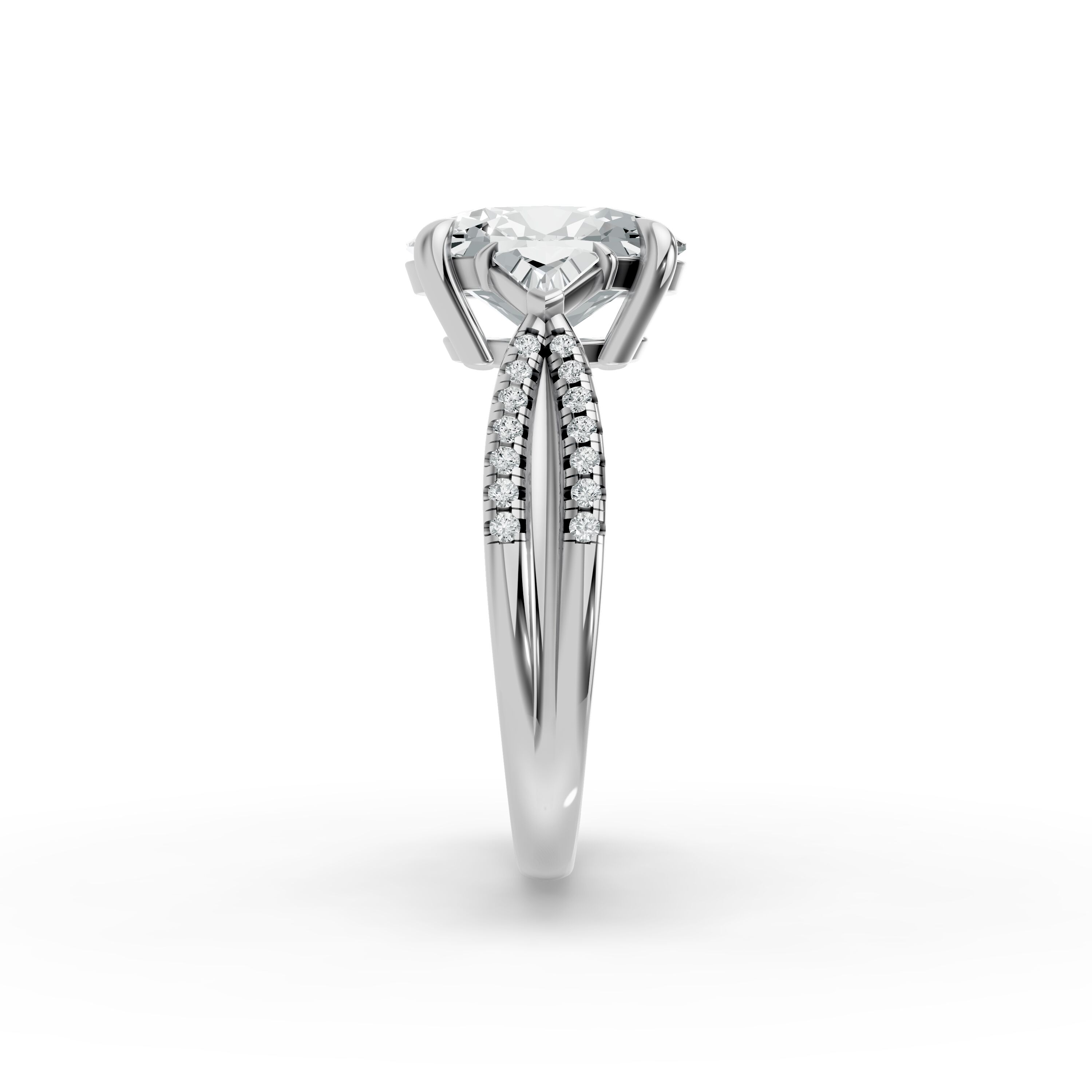 Oval Shape Diamond Fancy Engagement Ring in Gold