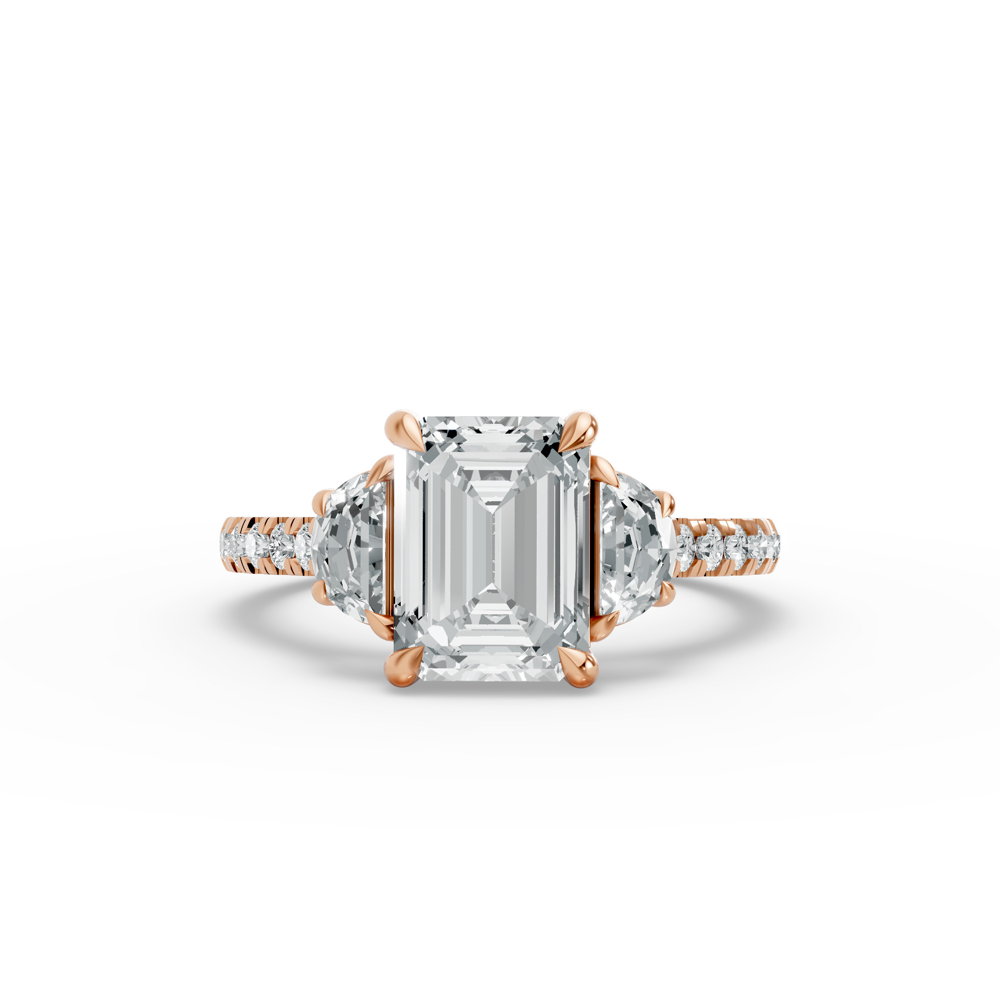 Emerald Shape Diamond Fancy Engagement Ring in Gold