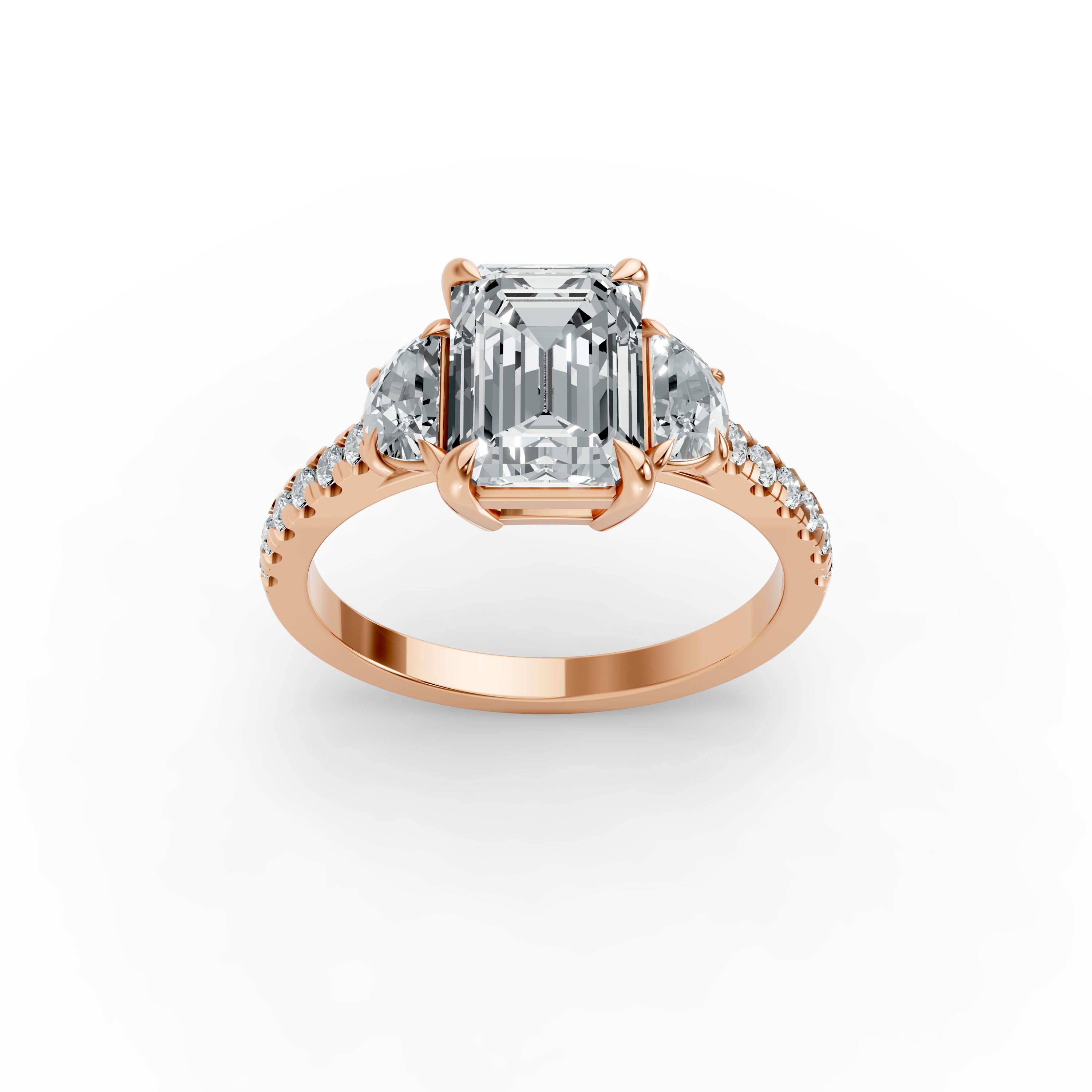 Emerald Shape Diamond Fancy Engagement Ring in Gold