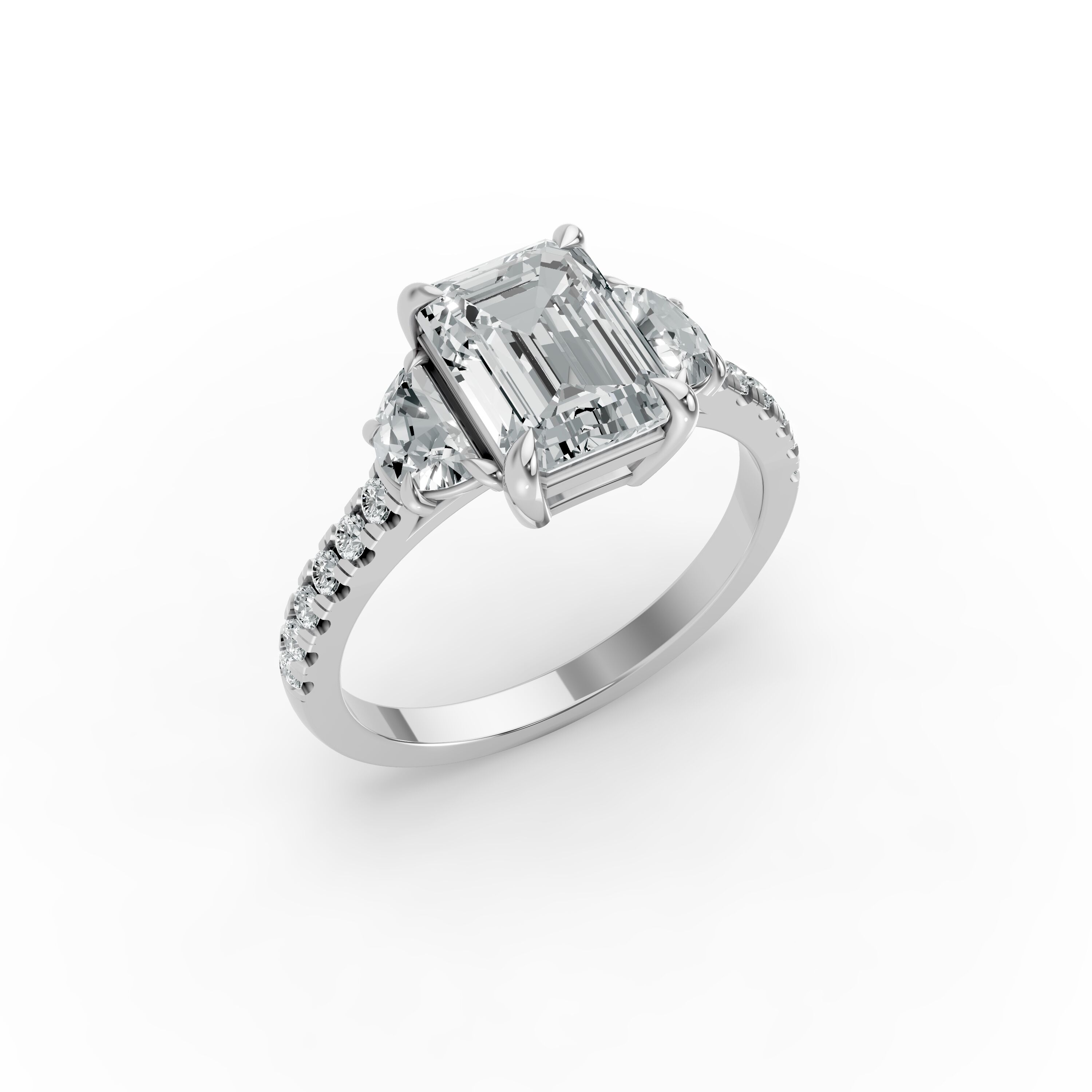 Emerald Shape Diamond Fancy Engagement Ring in Gold