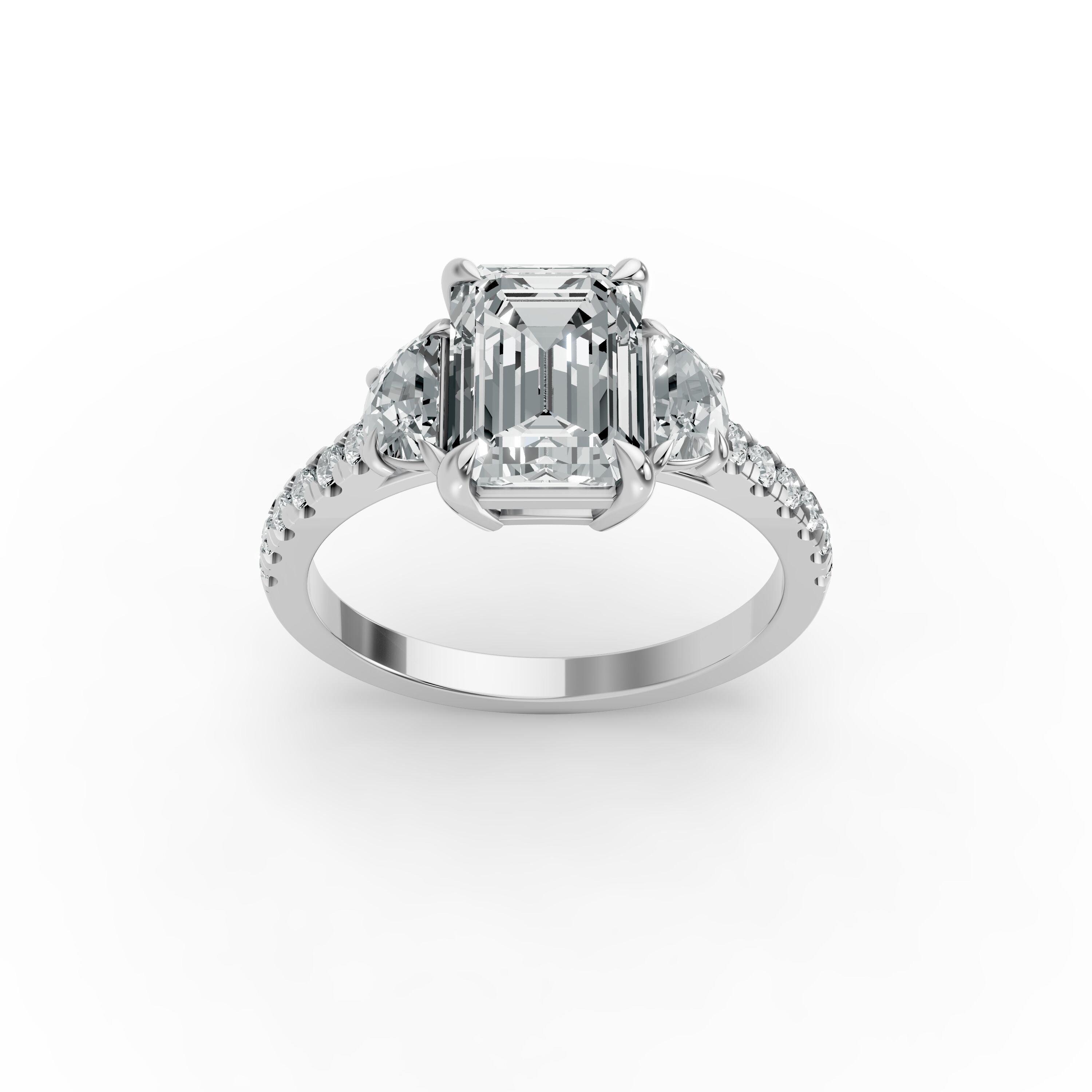 Emerald Shape Diamond Fancy Engagement Ring in Gold