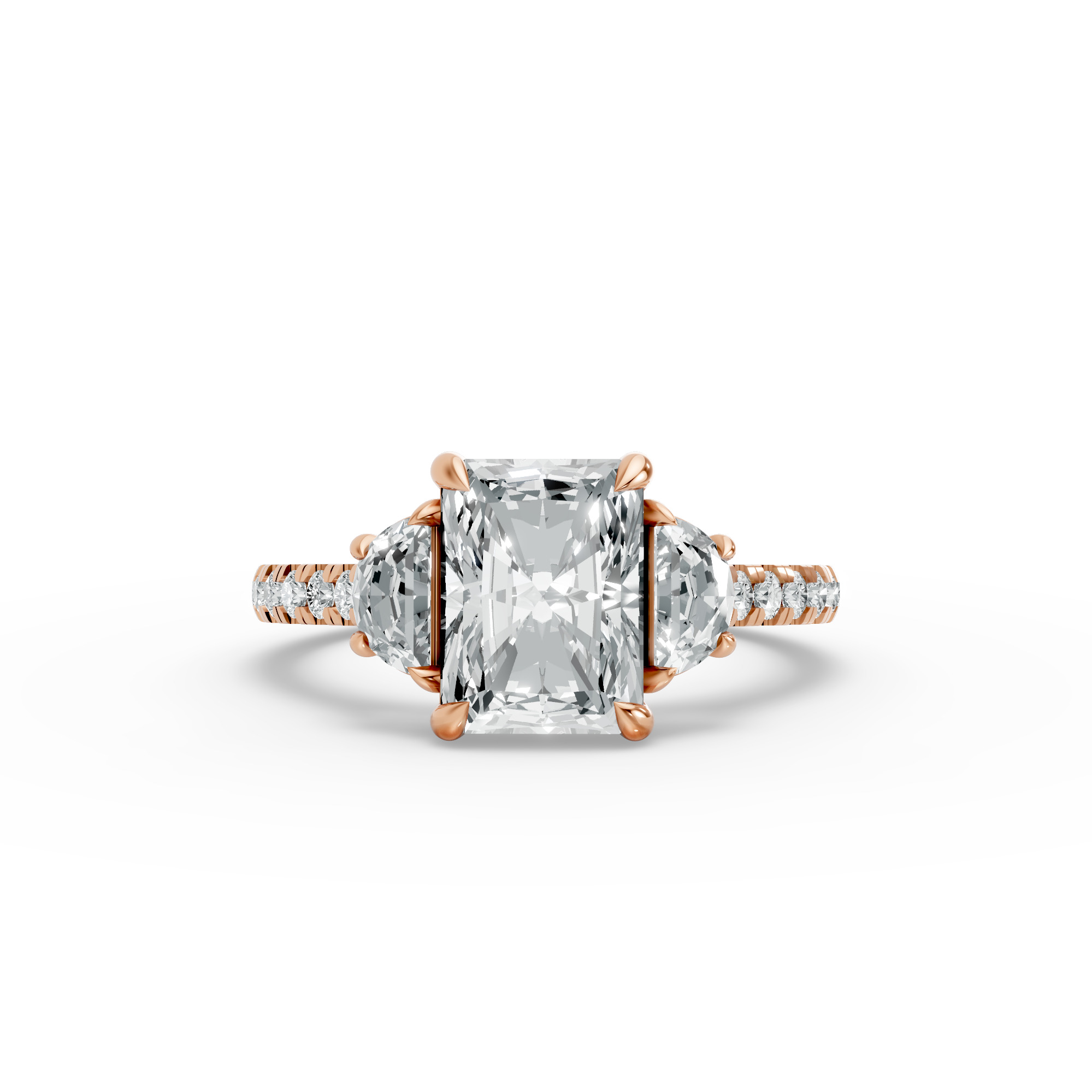 Radiant Shape Diamond Fancy Engagement Ring in Gold