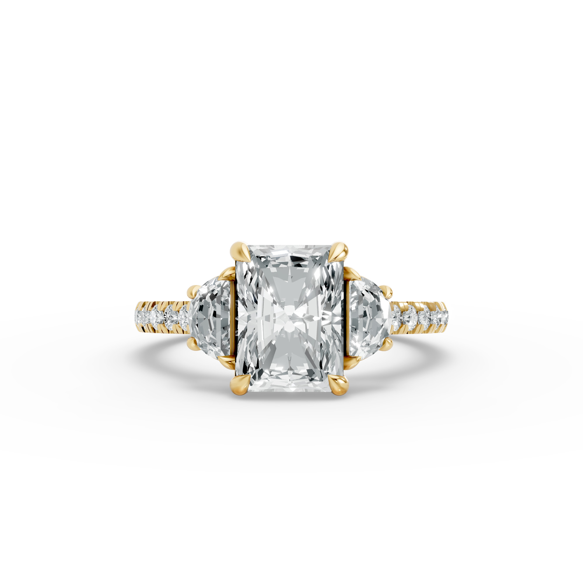 Radiant Shape Diamond Fancy Engagement Ring in Gold