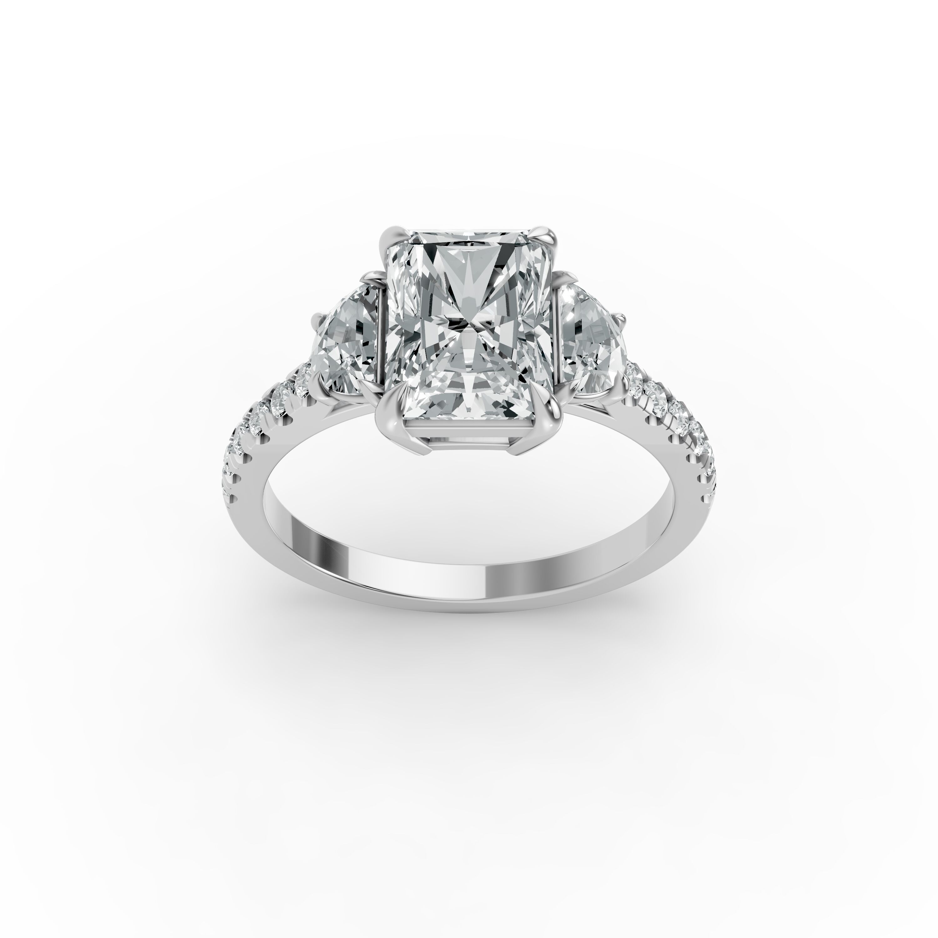 Radiant Shape Diamond Fancy Engagement Ring in Gold