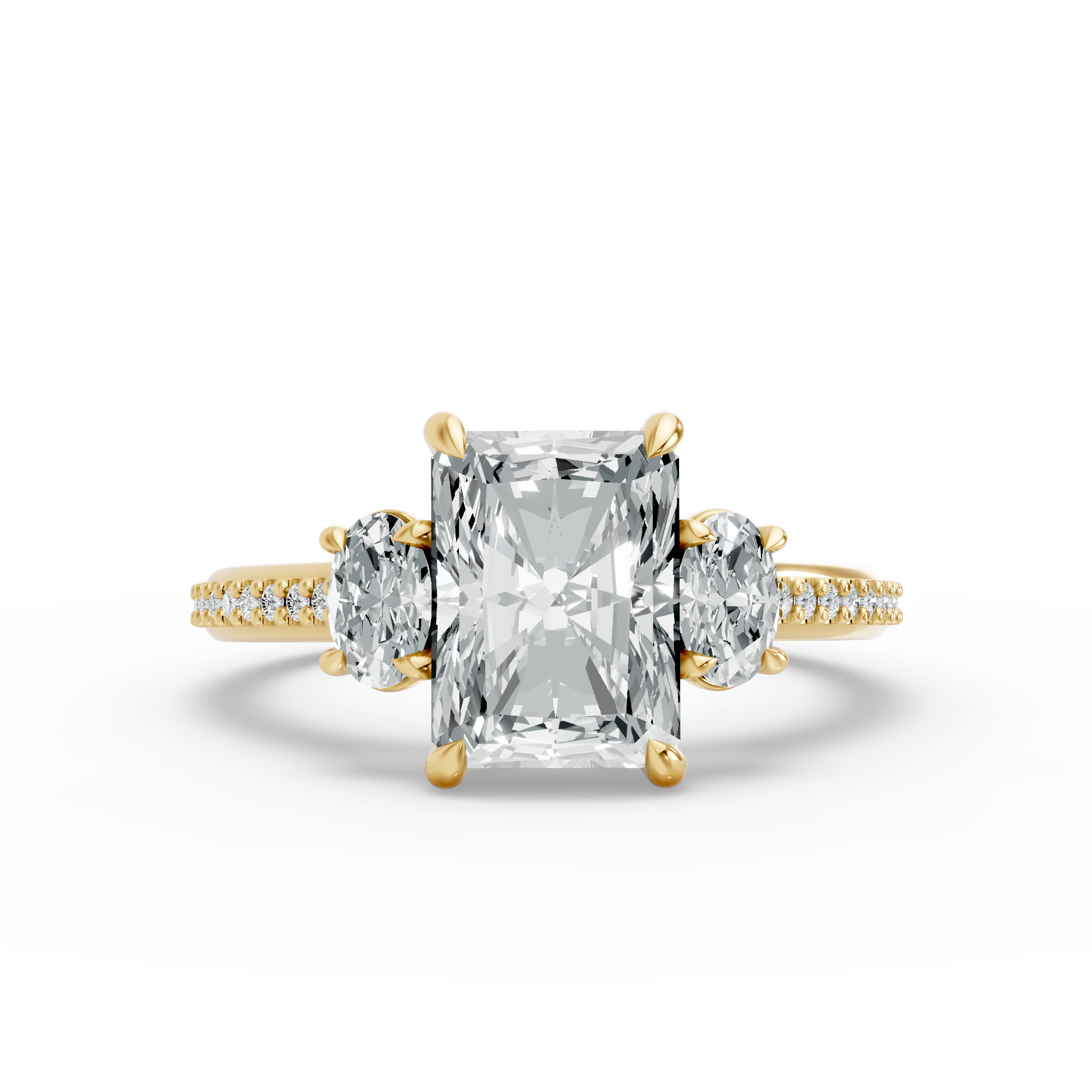 Radiant Shape Diamond Fancy Engagement Ring in Gold