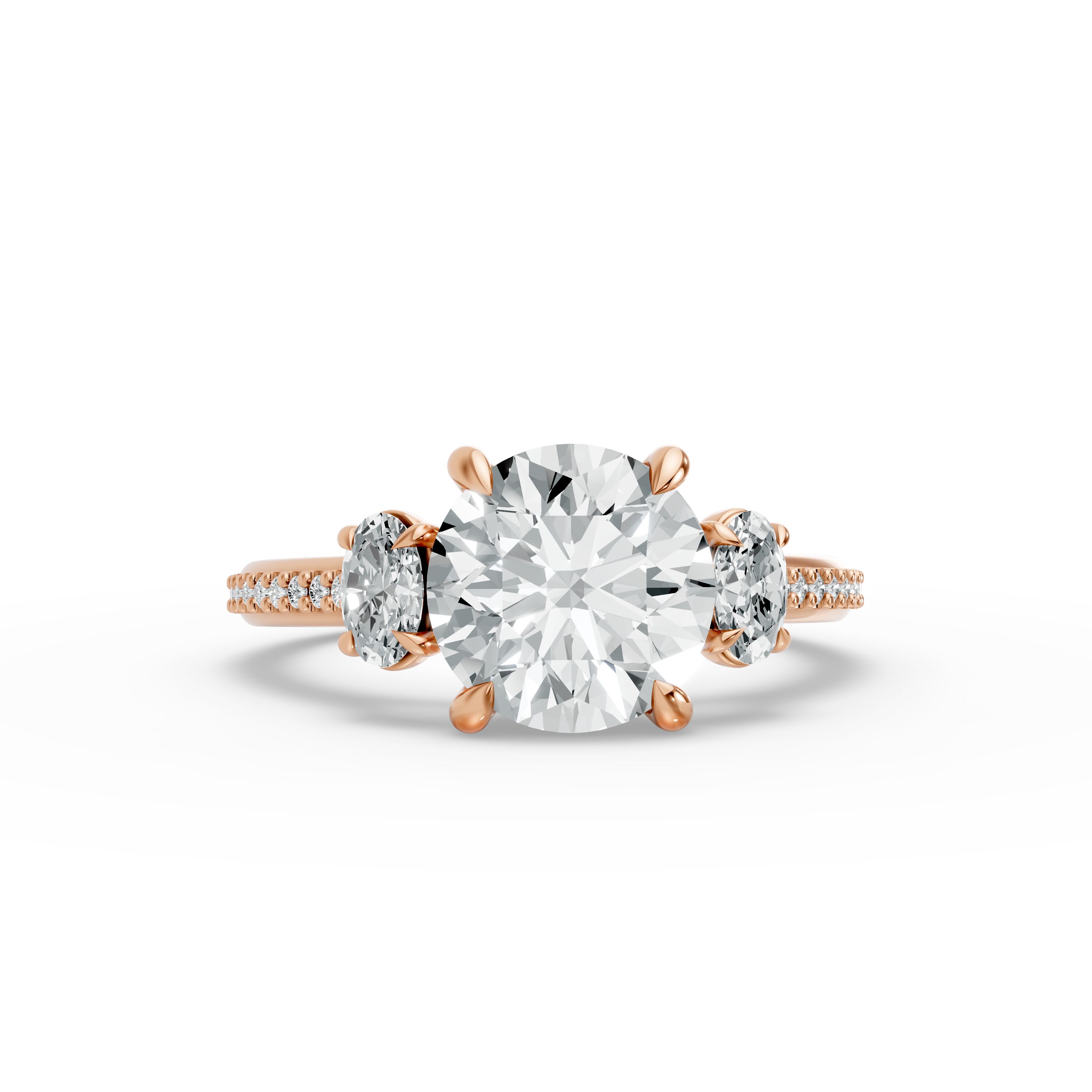 Round Shape Diamond Fancy Engagement Ring in Gold