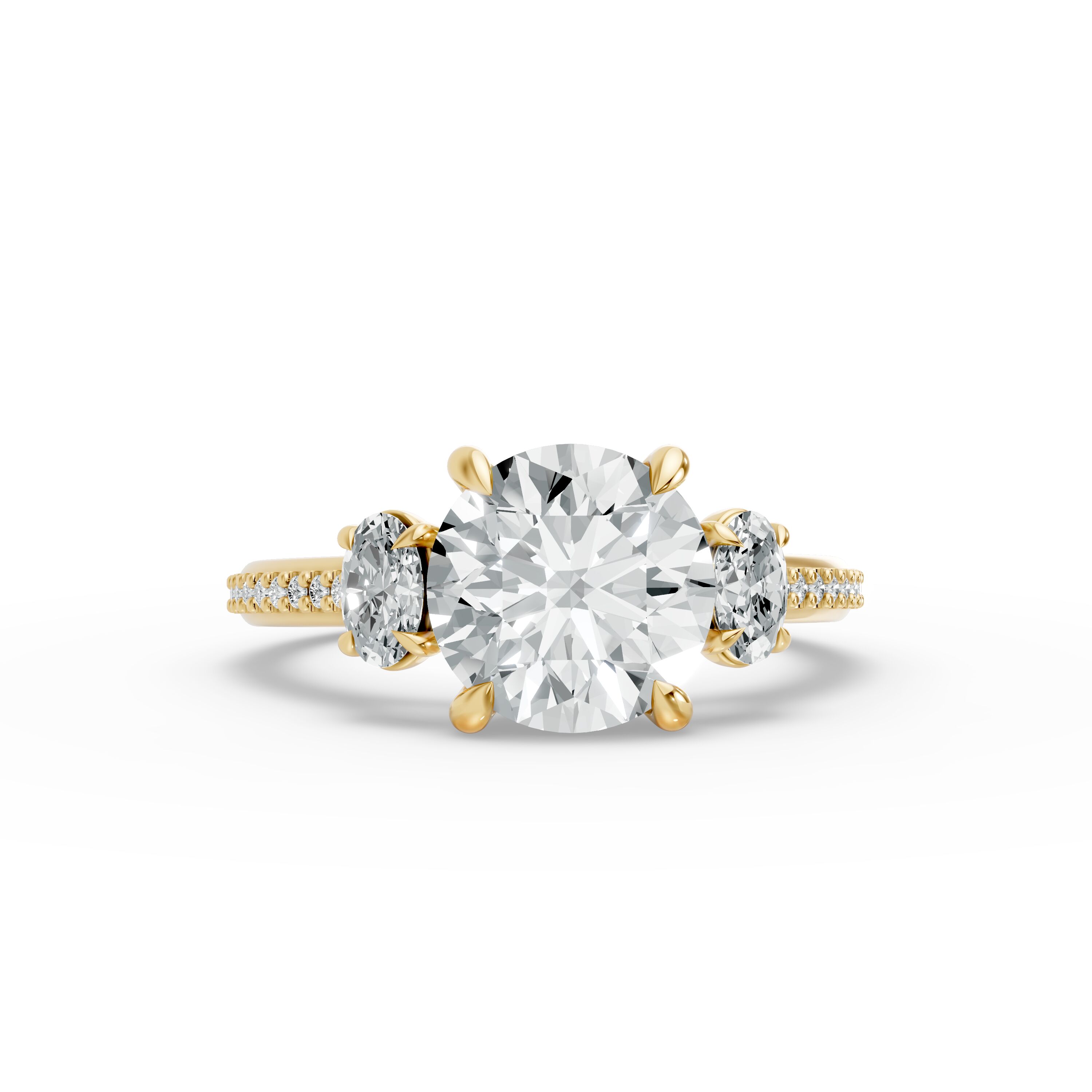 Round Shape Diamond Fancy Engagement Ring in Gold