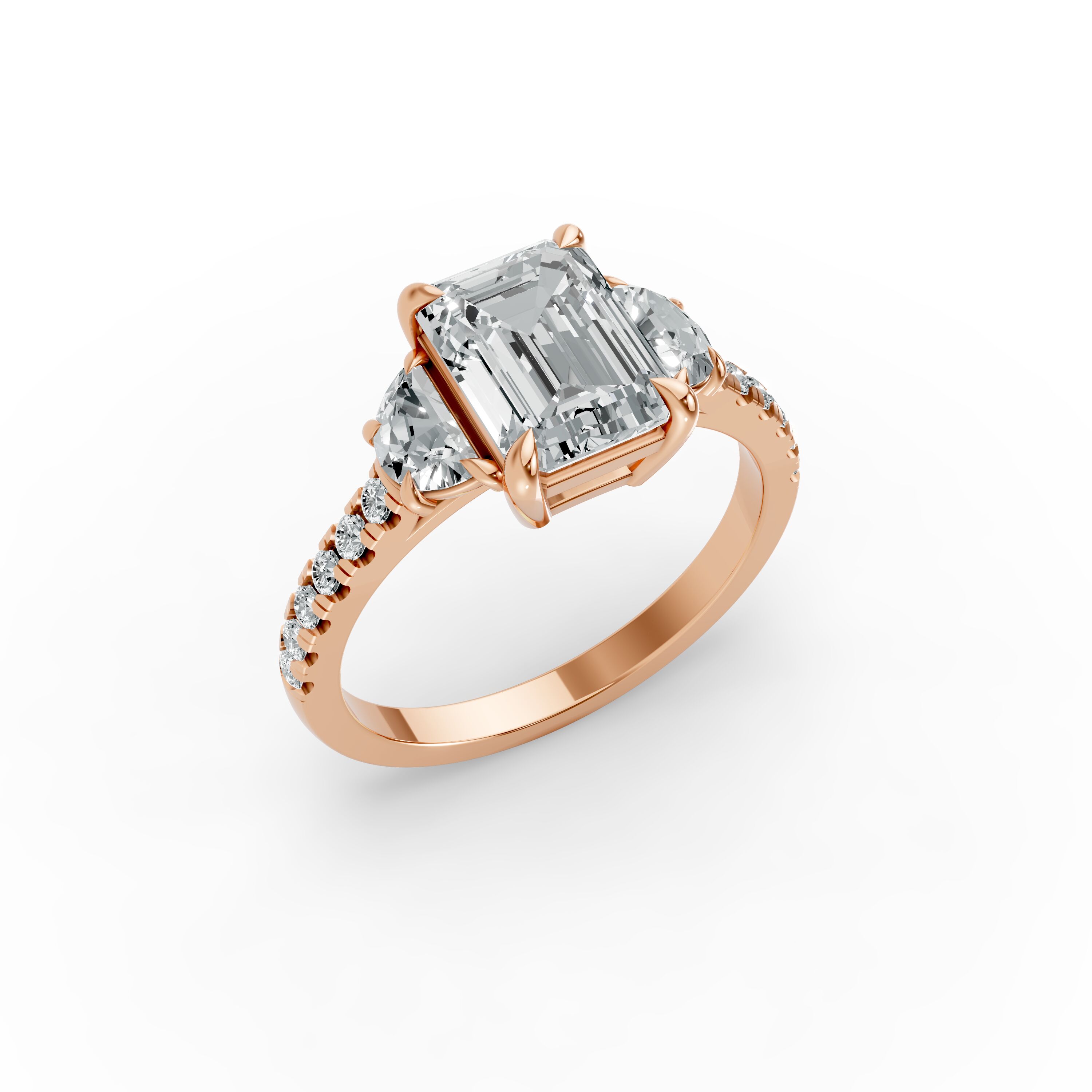 Emerald Shape Diamond Fancy Engagement Ring in Gold