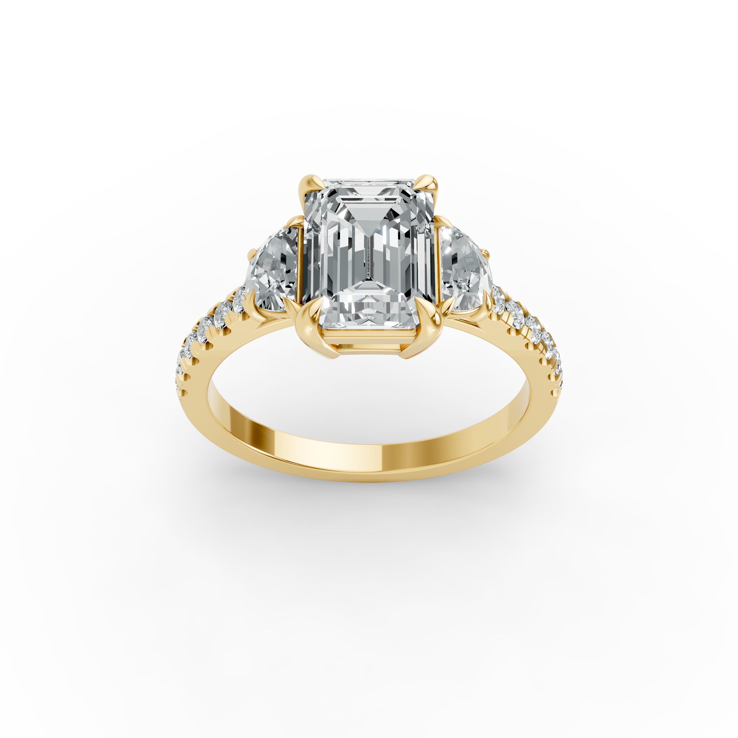 Emerald Shape Diamond Fancy Engagement Ring in Gold