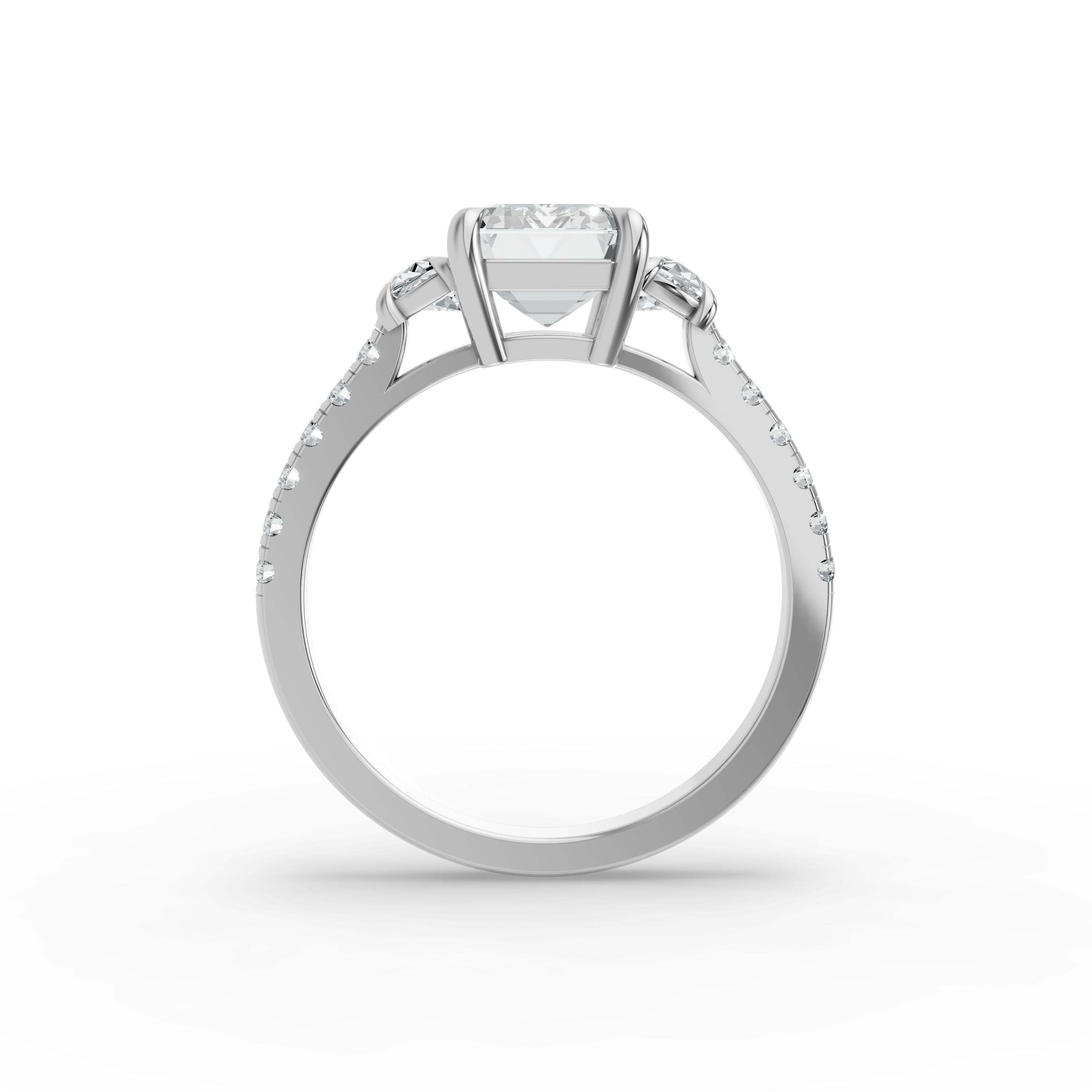 Emerald Shape Diamond Fancy Engagement Ring in Gold