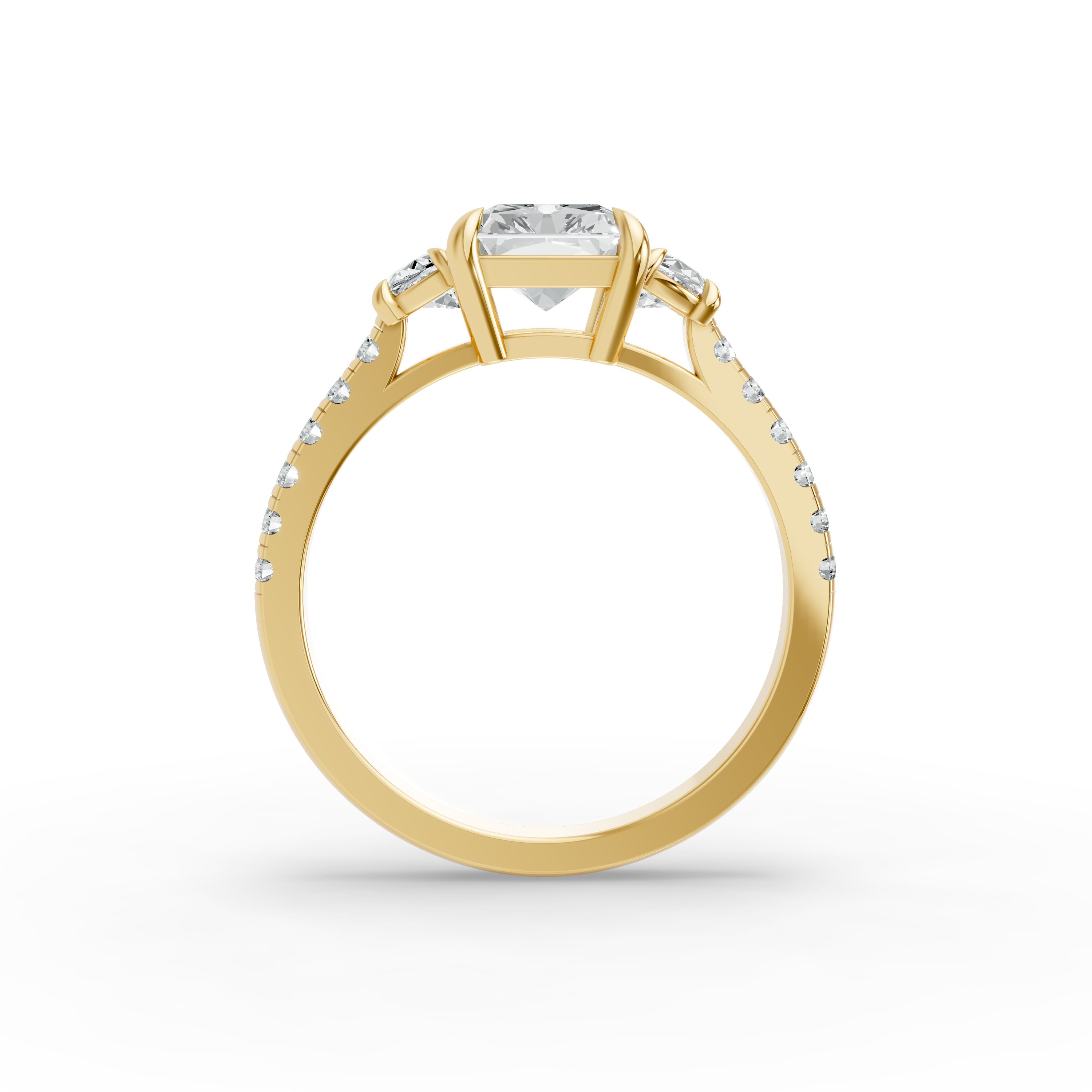 Radiant Shape Diamond Fancy Engagement Ring in Gold