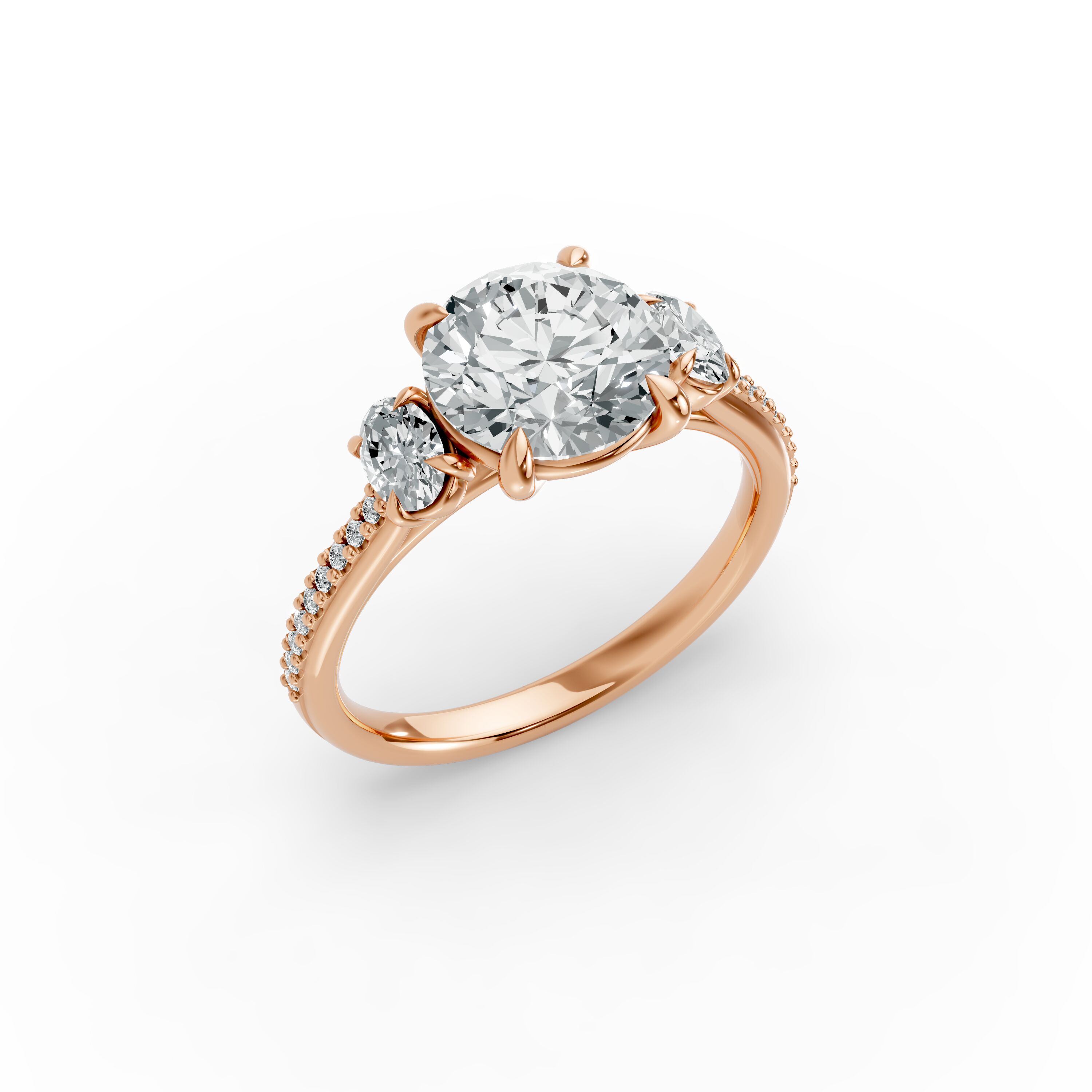 Round Shape Diamond Fancy Engagement Ring in Gold