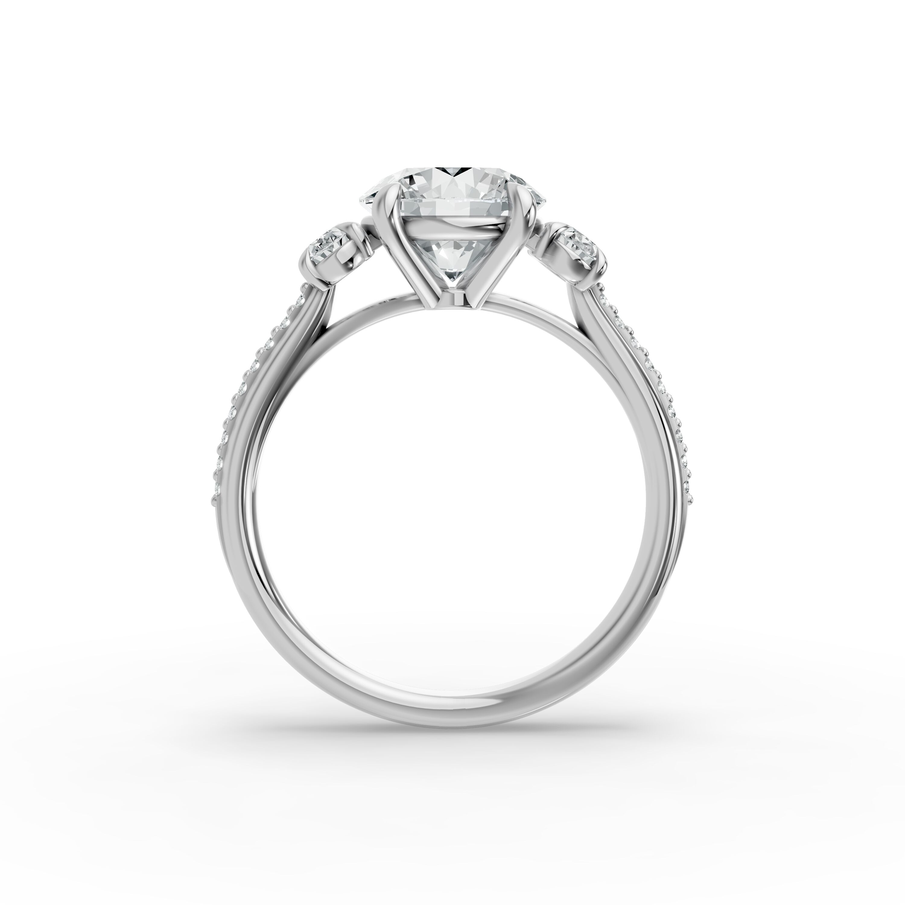 Round Shape Diamond Fancy Engagement Ring in Gold