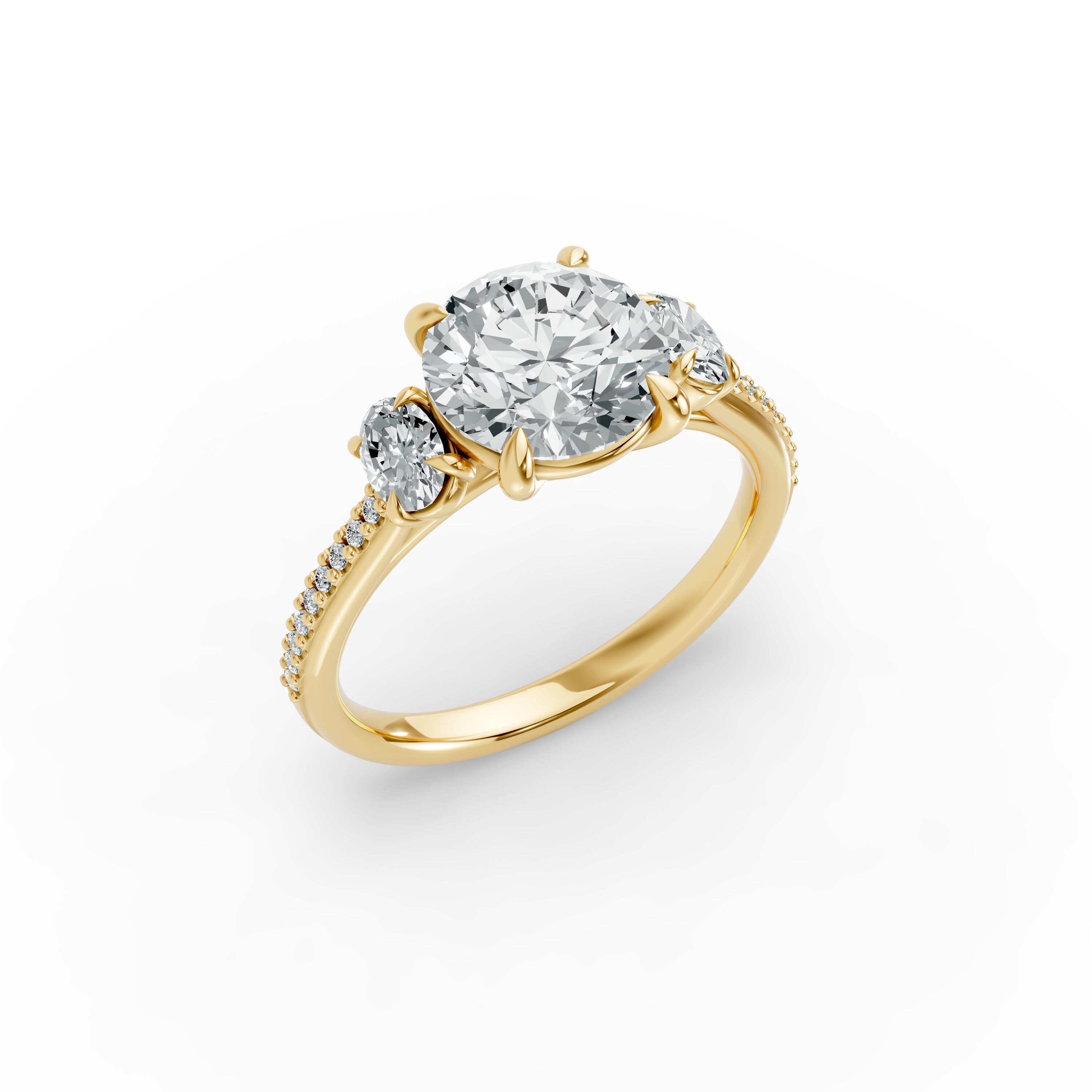 Round Shape Diamond Fancy Engagement Ring in Gold