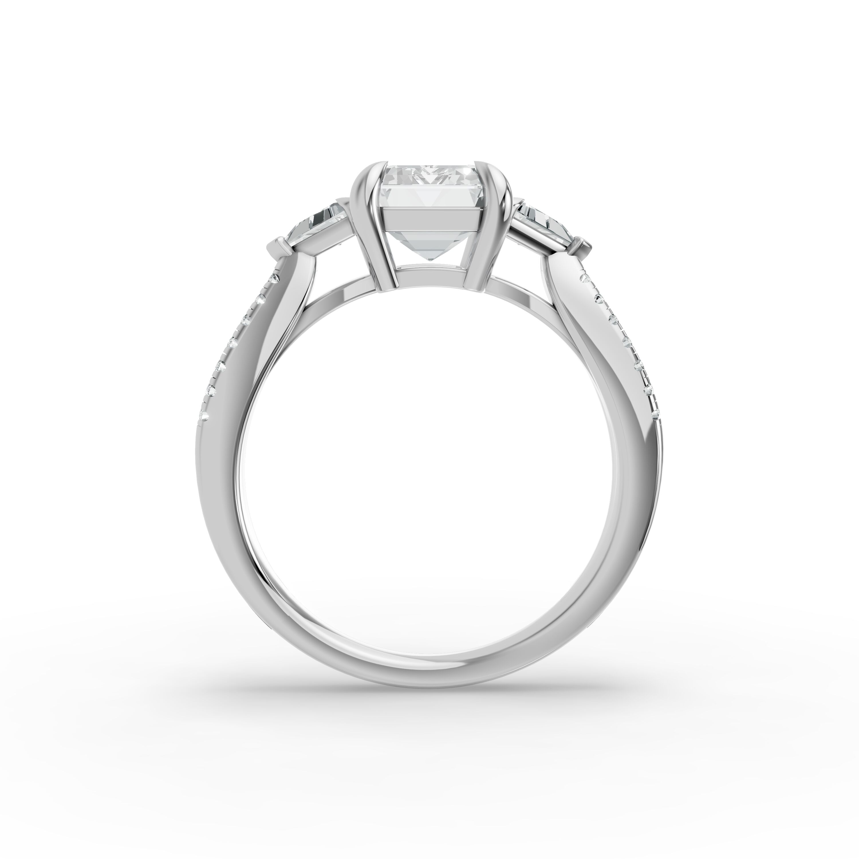 Emerald Shape Diamond Fancy Engagement Ring in Gold