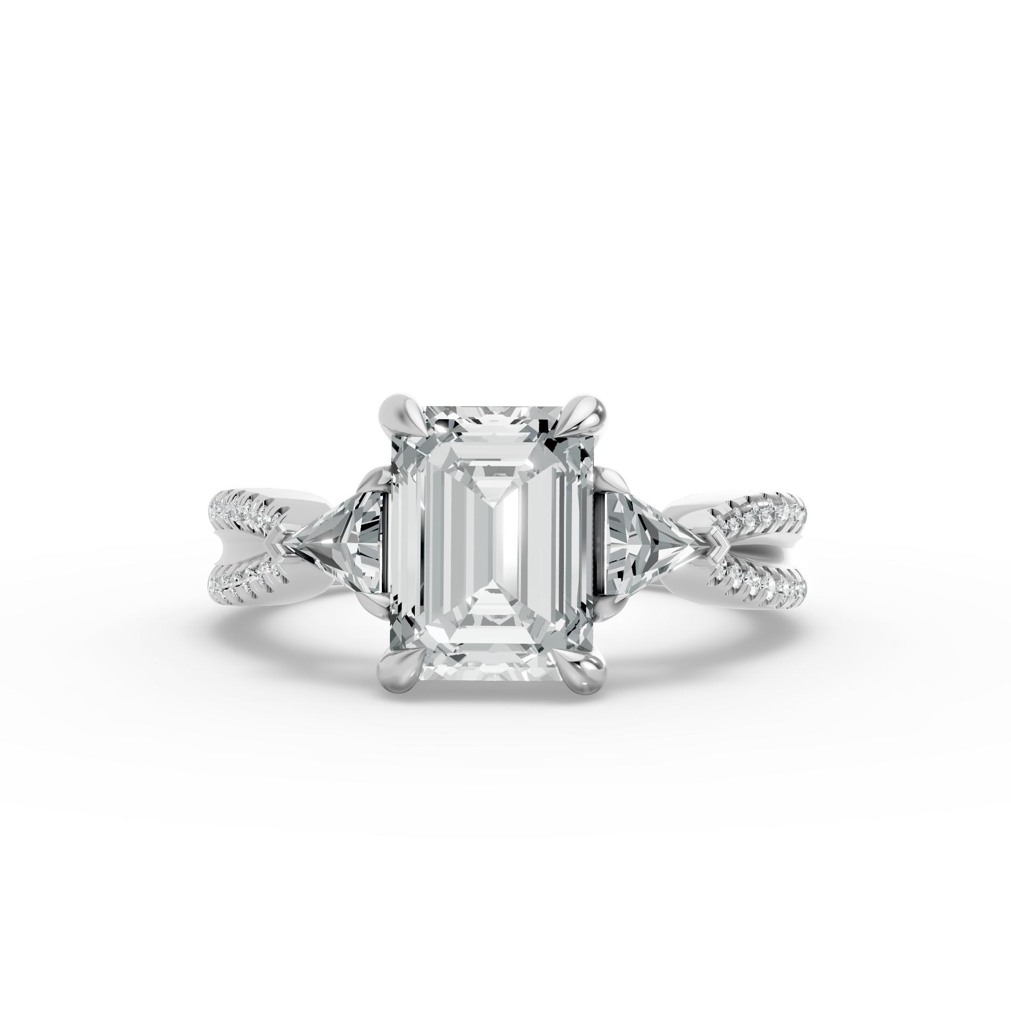 Emerald Shape Diamond Fancy Engagement Ring in Gold