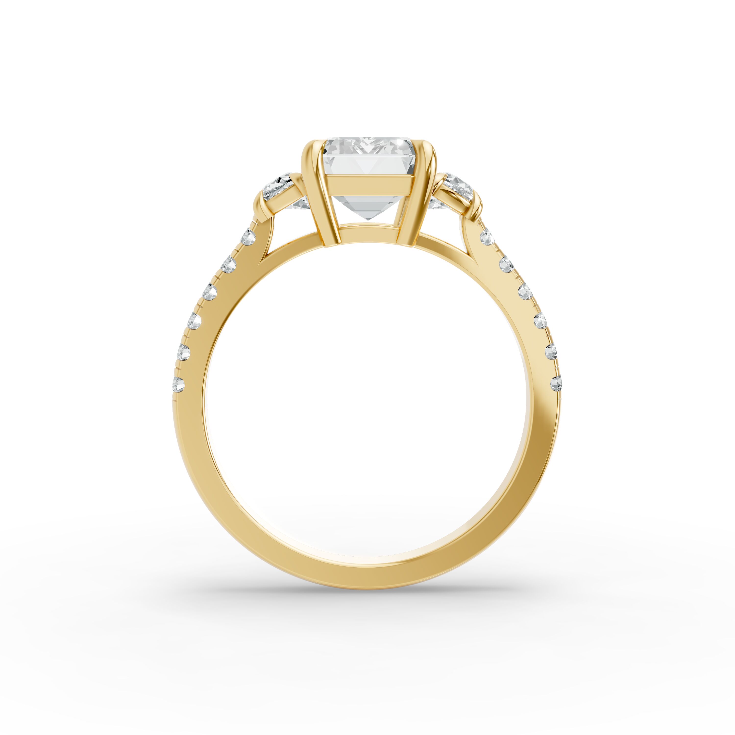 Emerald Shape Diamond Fancy Engagement Ring in Gold