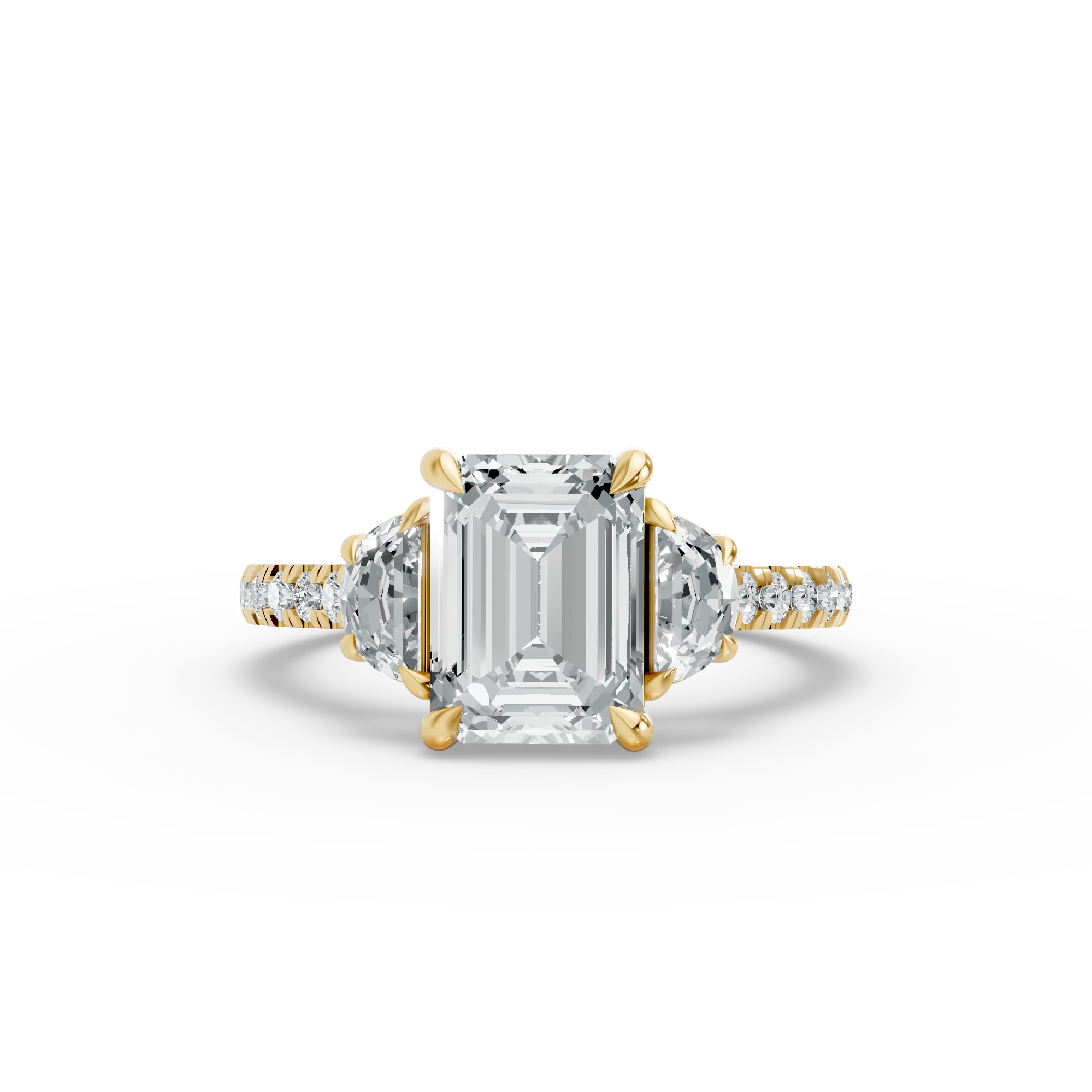 Emerald Shape Diamond Fancy Engagement Ring in Gold
