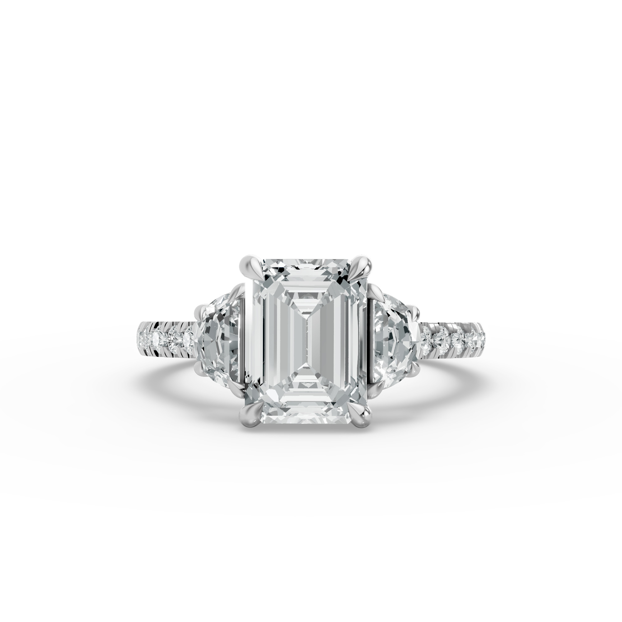 Emerald Shape Diamond Fancy Engagement Ring in Gold