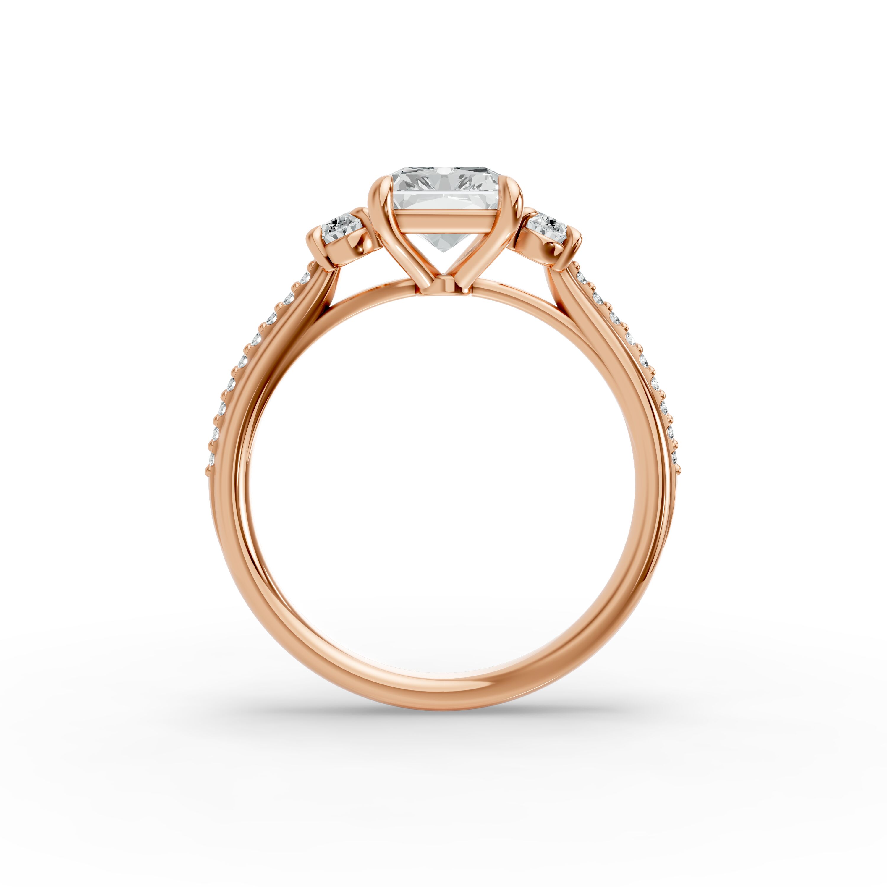 Radiant Shape Diamond Fancy Engagement Ring in Gold