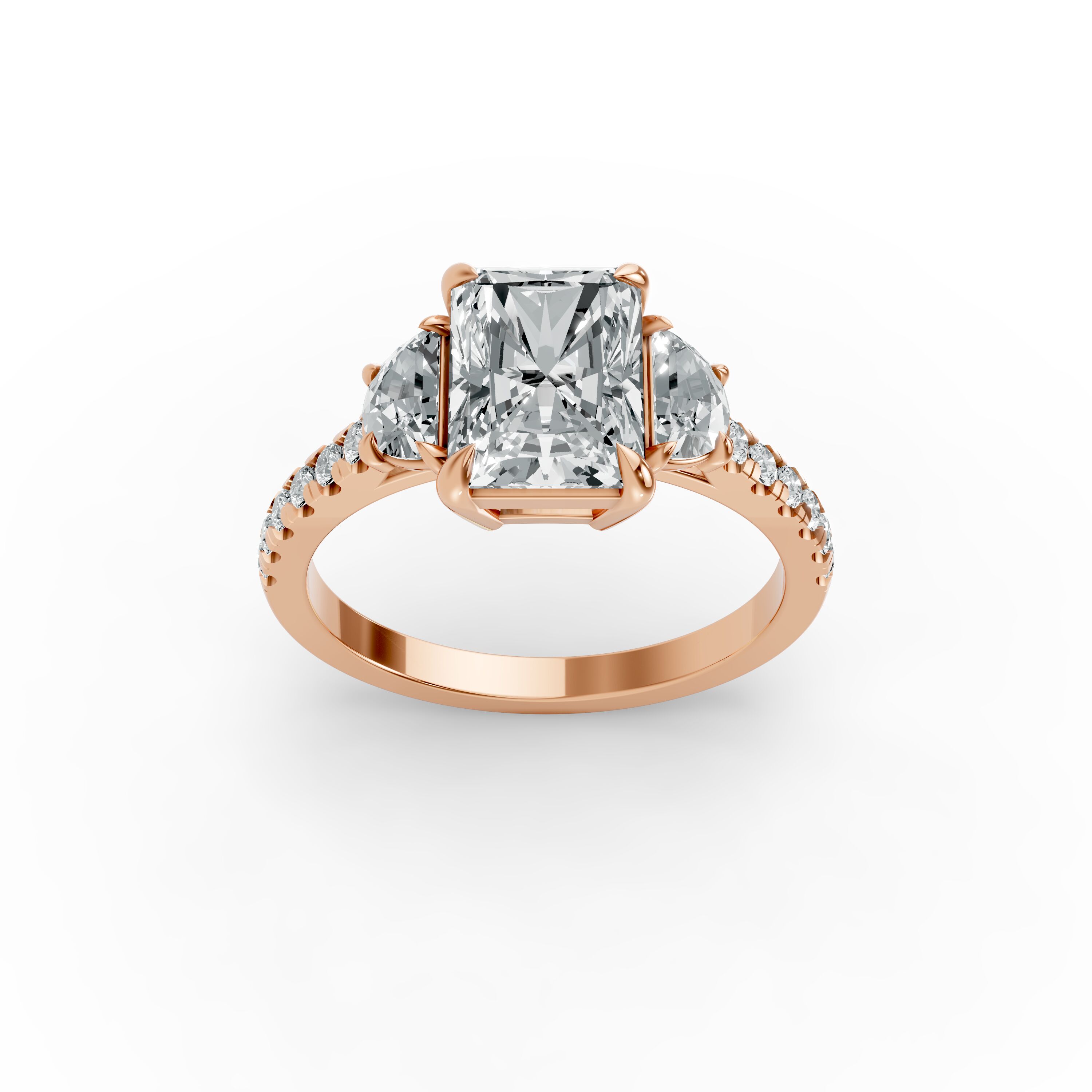Radiant Shape Diamond Fancy Engagement Ring in Gold