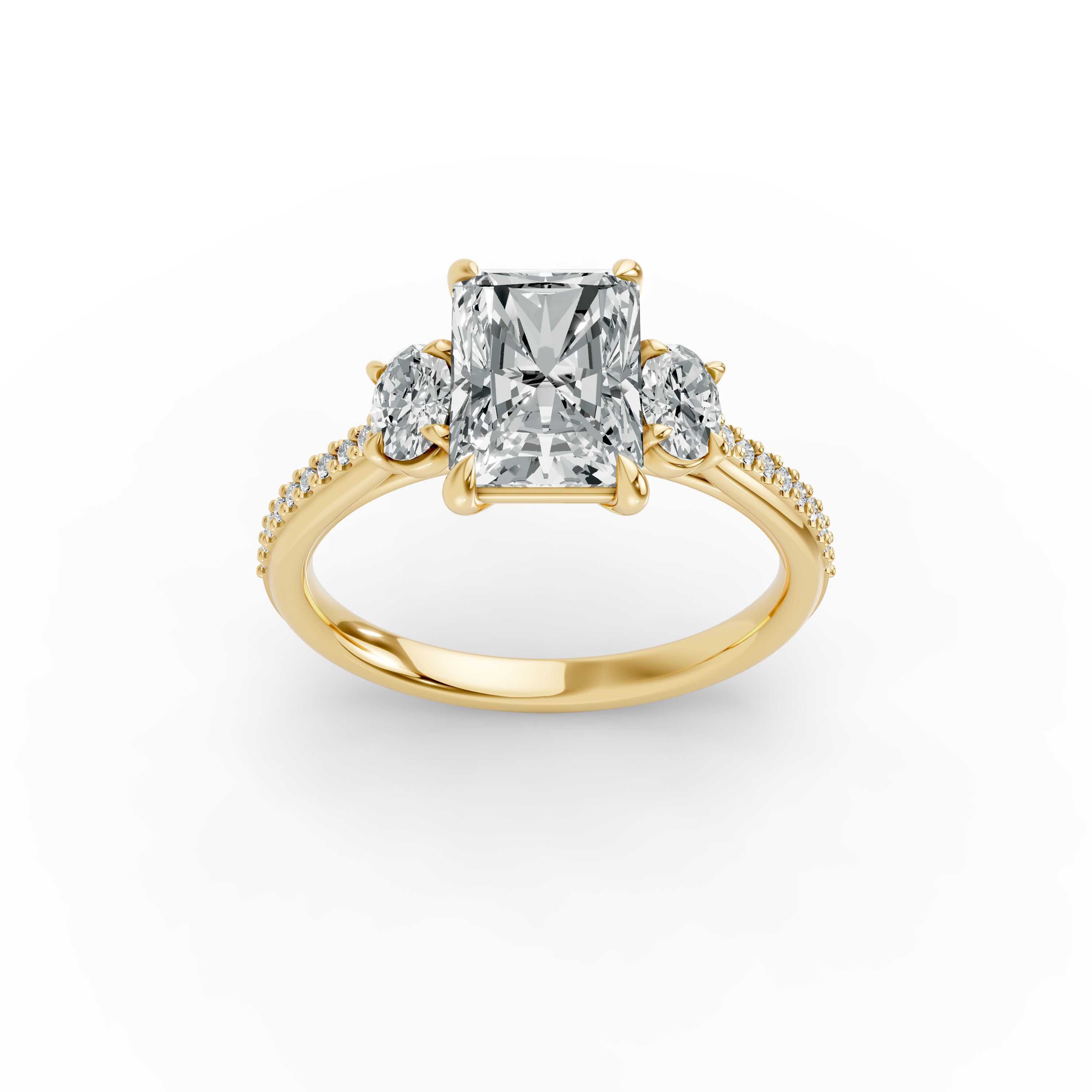 Radiant Shape Diamond Fancy Engagement Ring in Gold