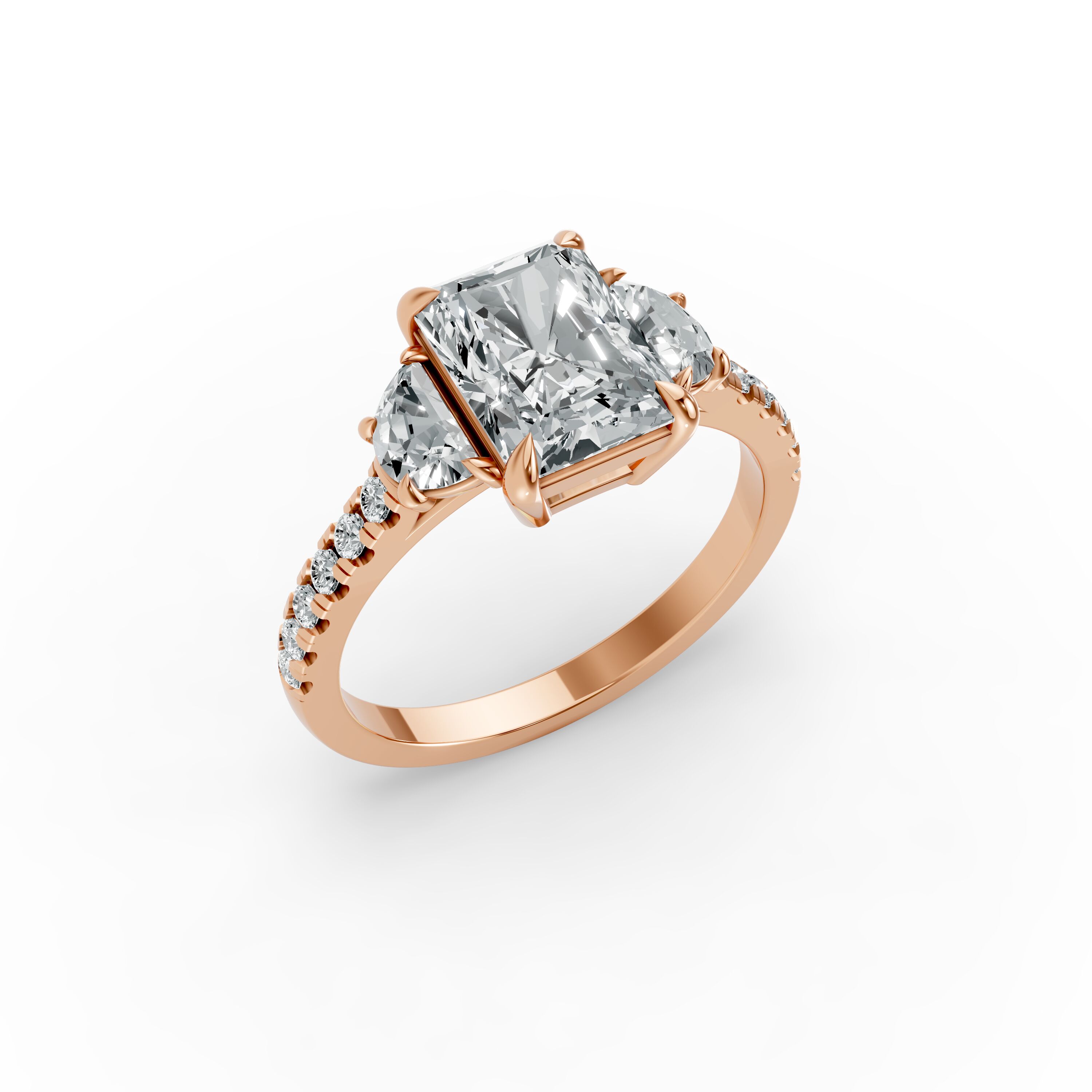 Radiant Shape Diamond Fancy Engagement Ring in Gold