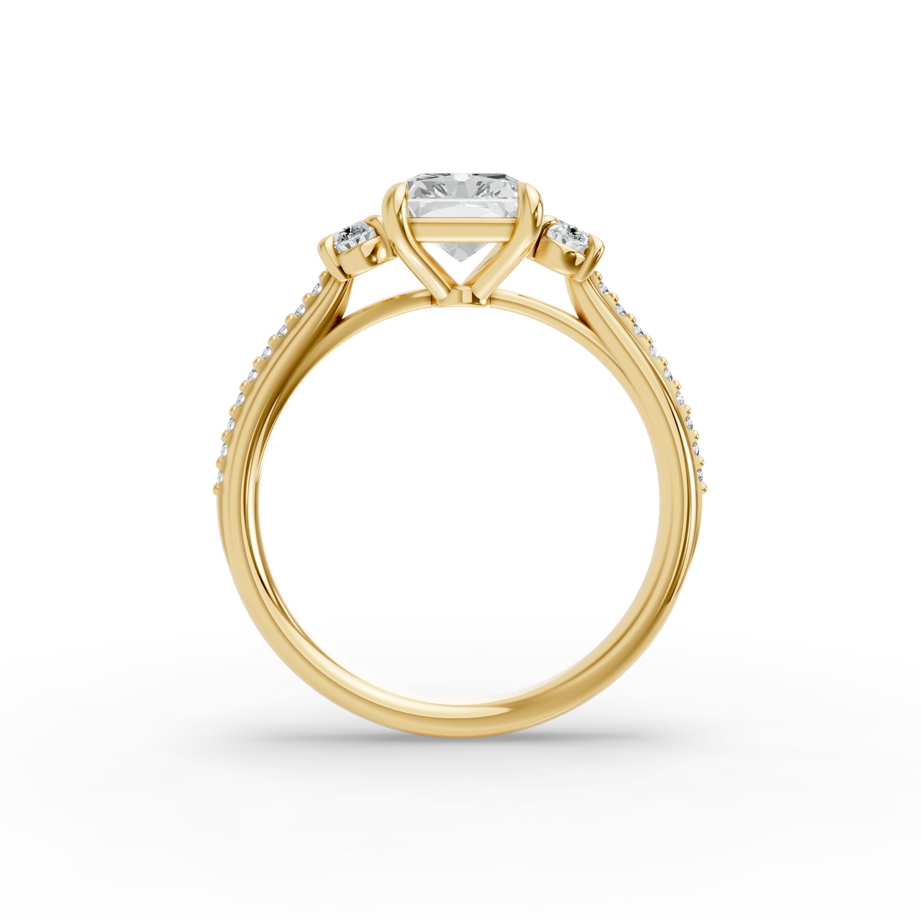 Radiant Shape Diamond Fancy Engagement Ring in Gold