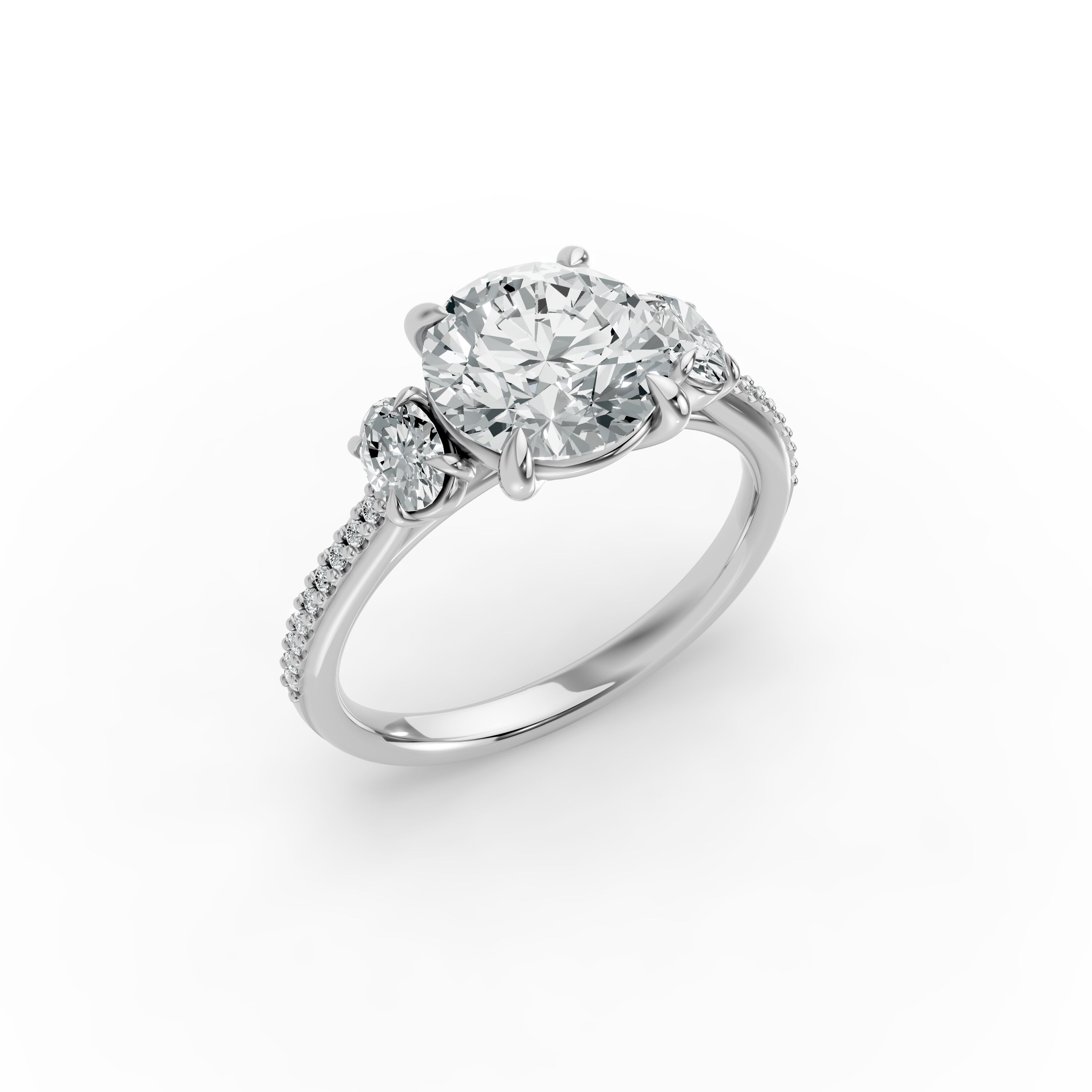 Round Shape Diamond Fancy Engagement Ring in Gold