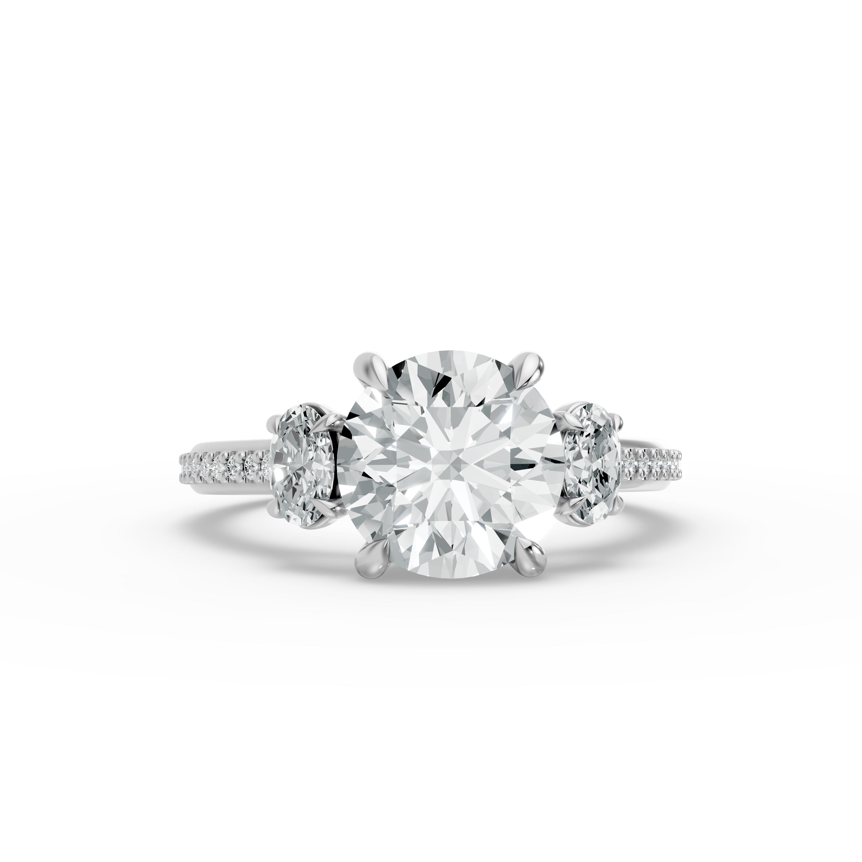 Round Shape Diamond Fancy Engagement Ring in Gold