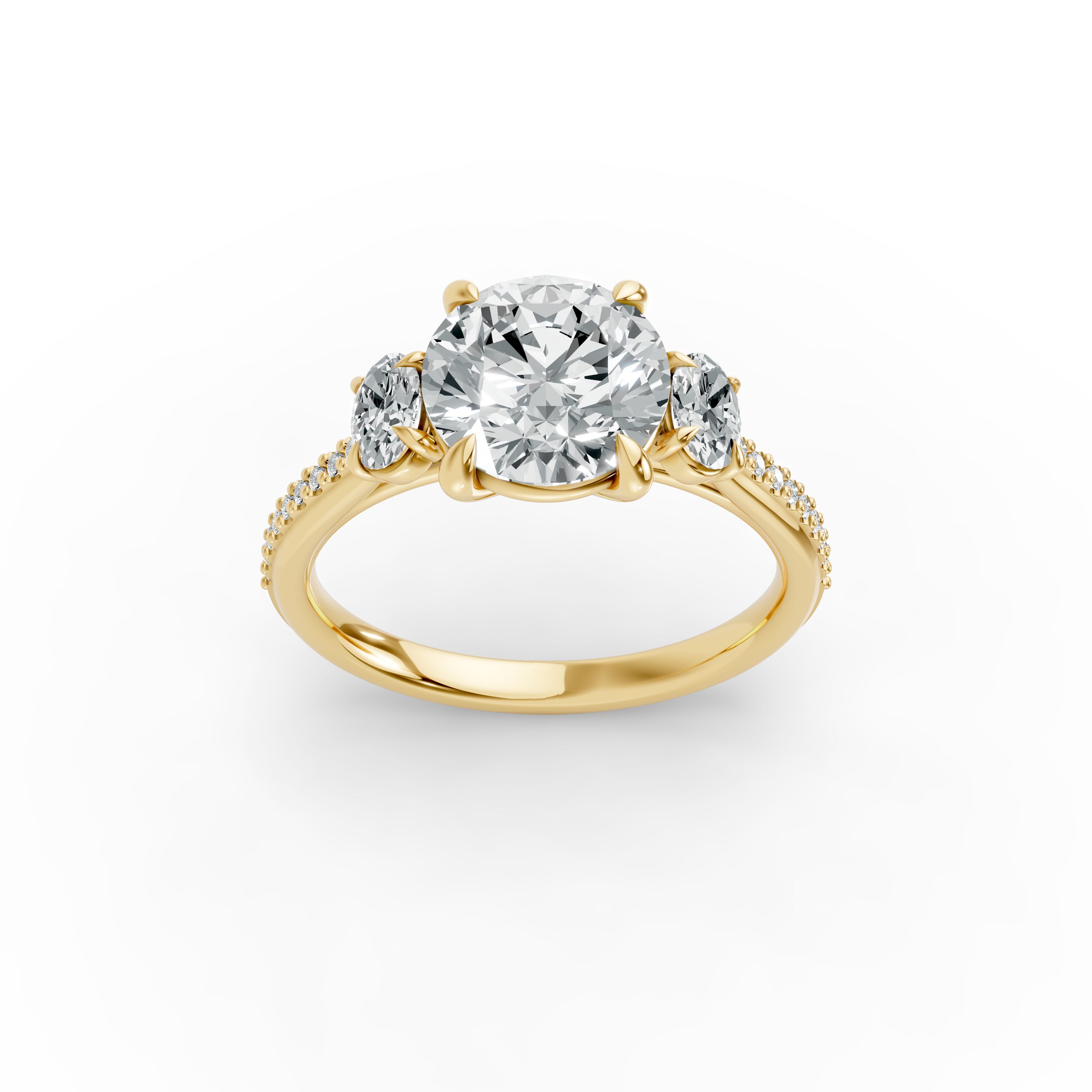 Round Shape Diamond Fancy Engagement Ring in Gold