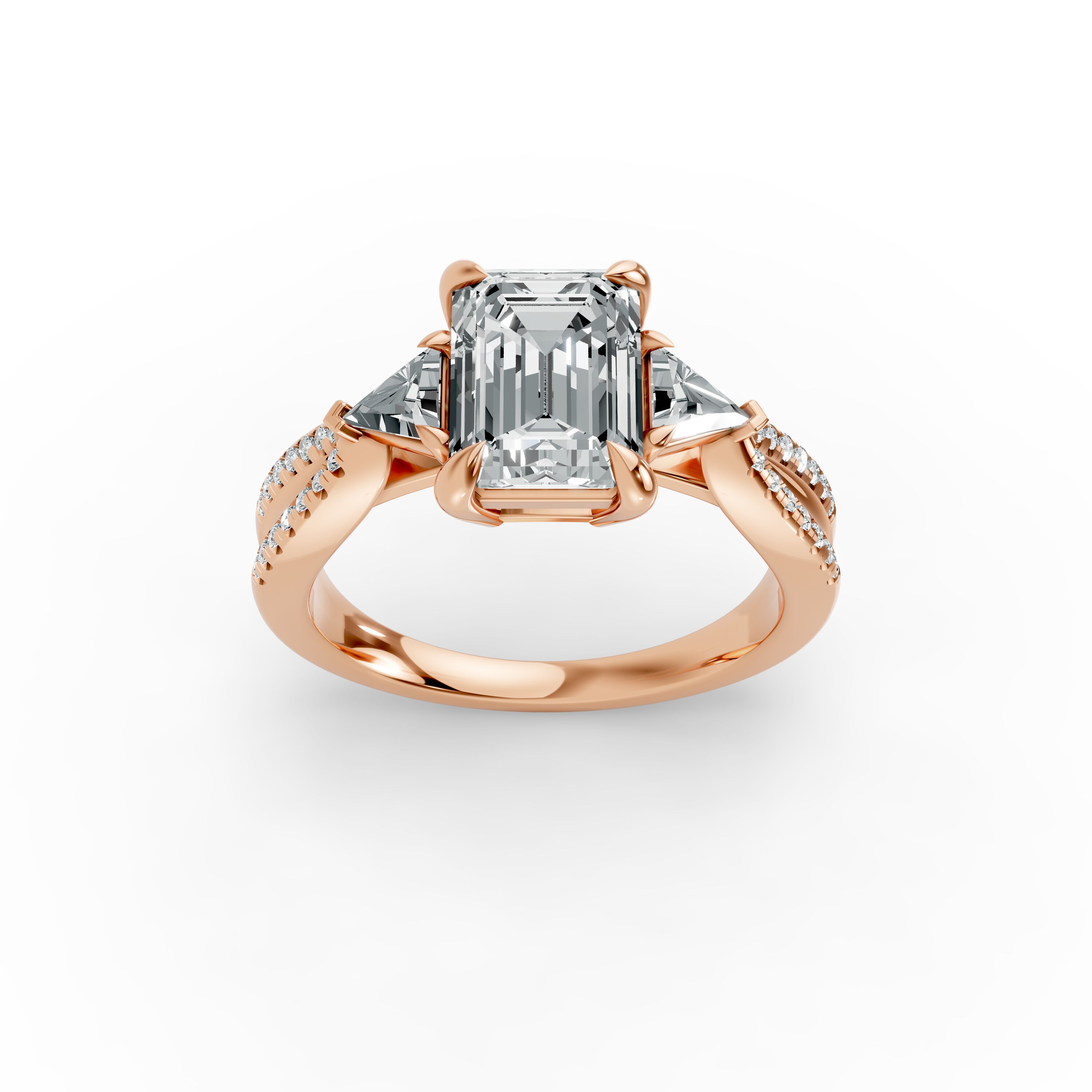 Emerald Shape Diamond Fancy Engagement Ring in Gold