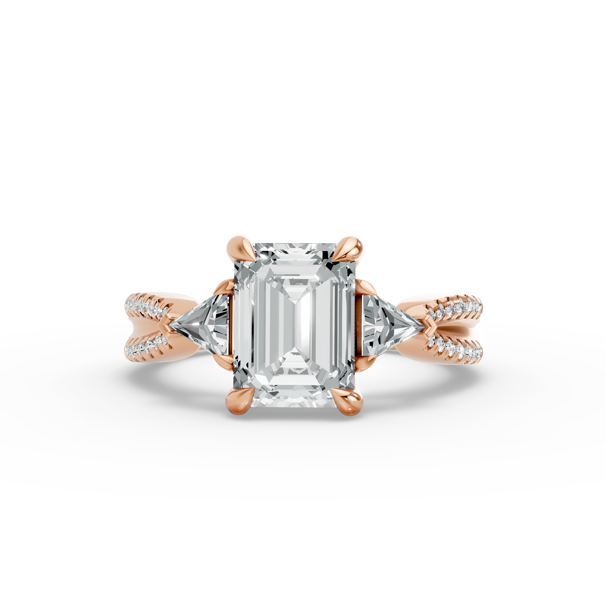 Emerald Shape Diamond Fancy Engagement Ring in Gold