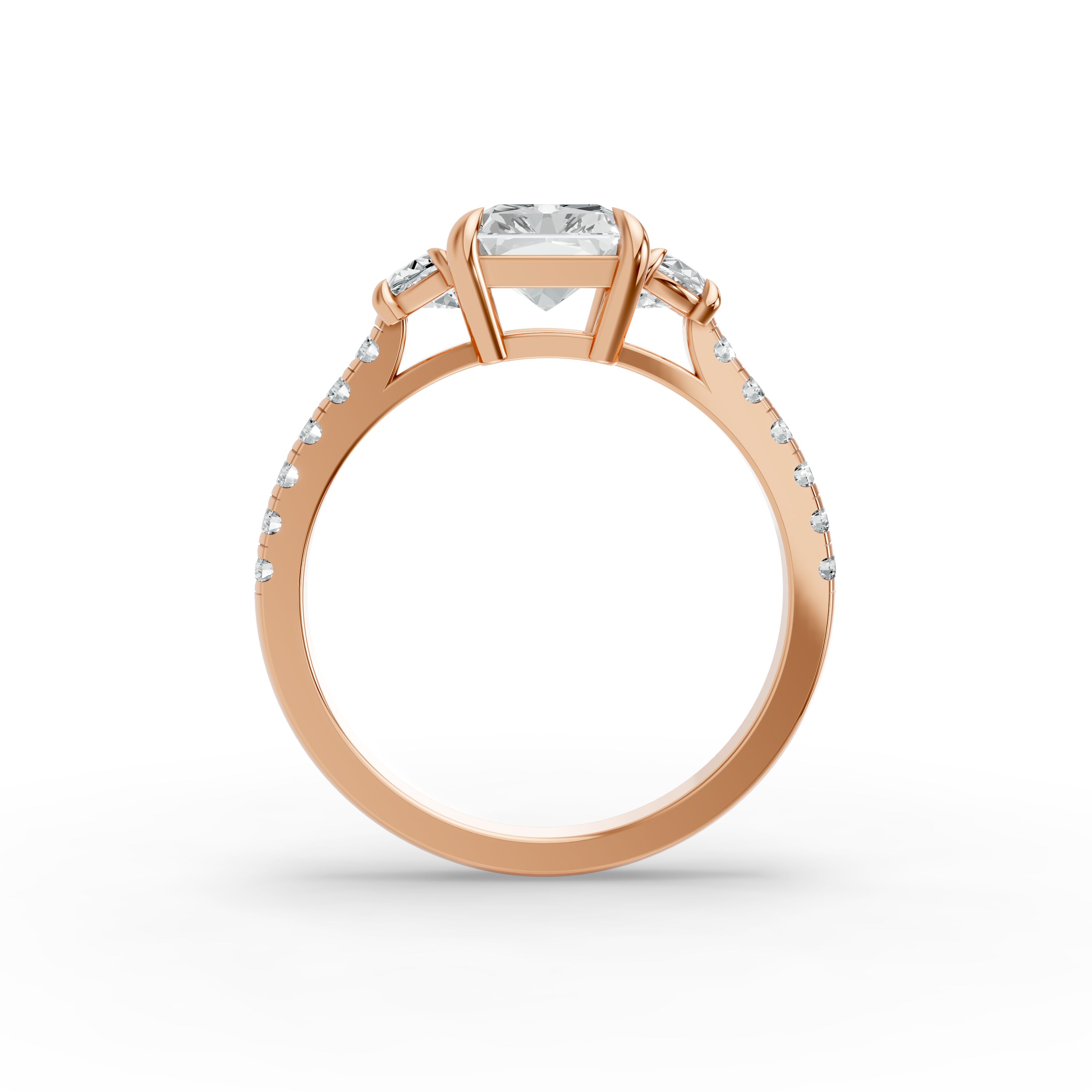 Radiant Shape Diamond Fancy Engagement Ring in Gold