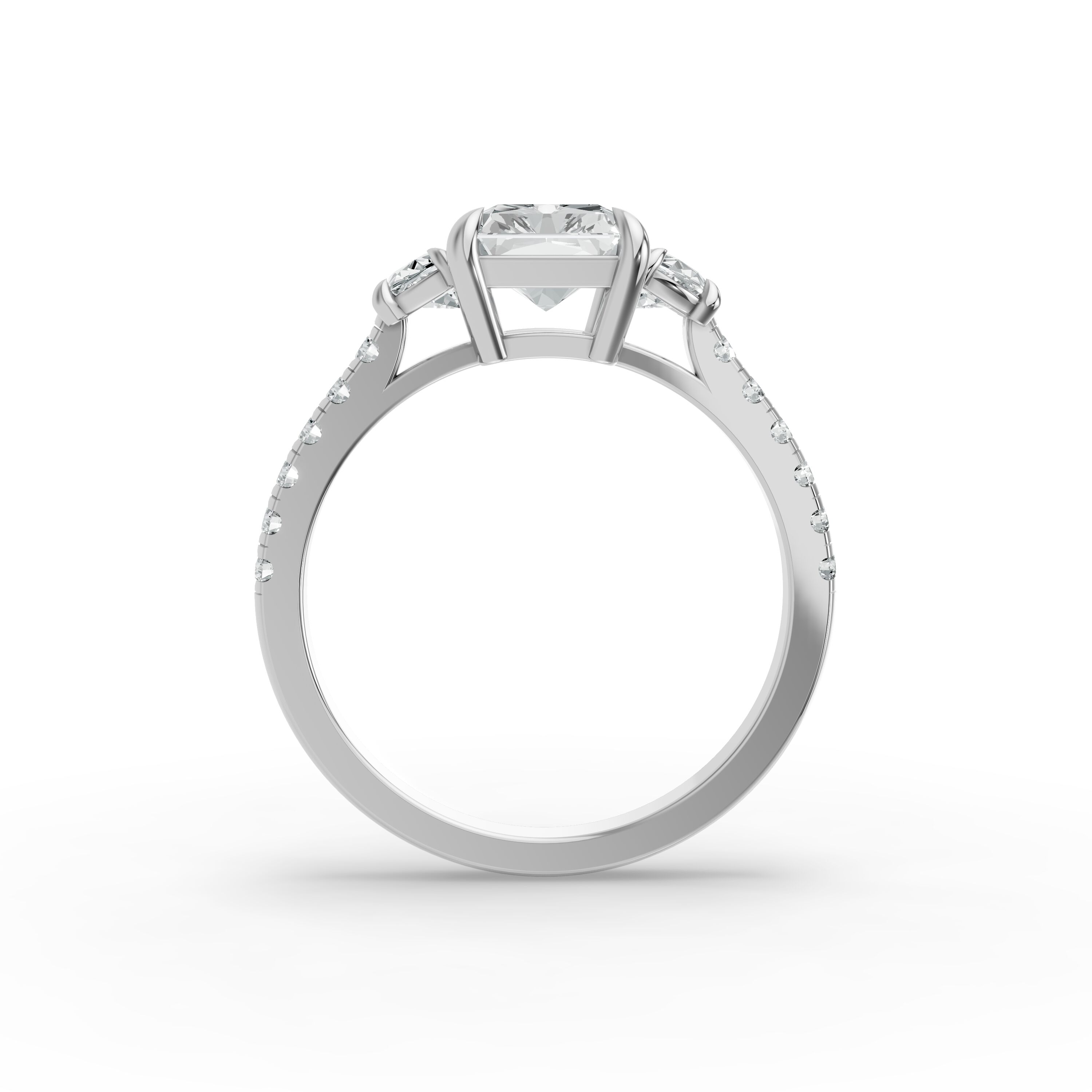 Radiant Shape Diamond Fancy Engagement Ring in Gold