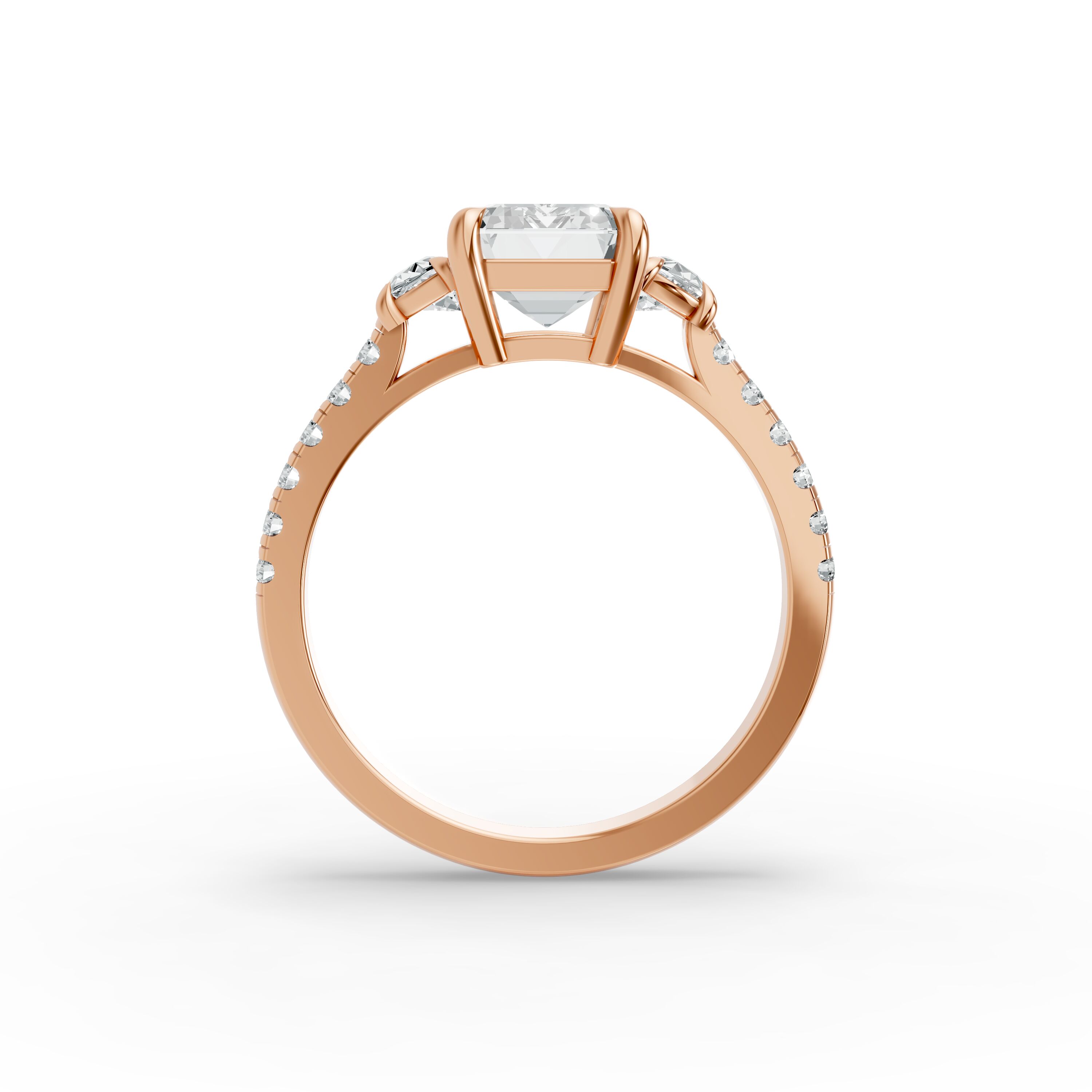 Emerald Shape Diamond Fancy Engagement Ring in Gold