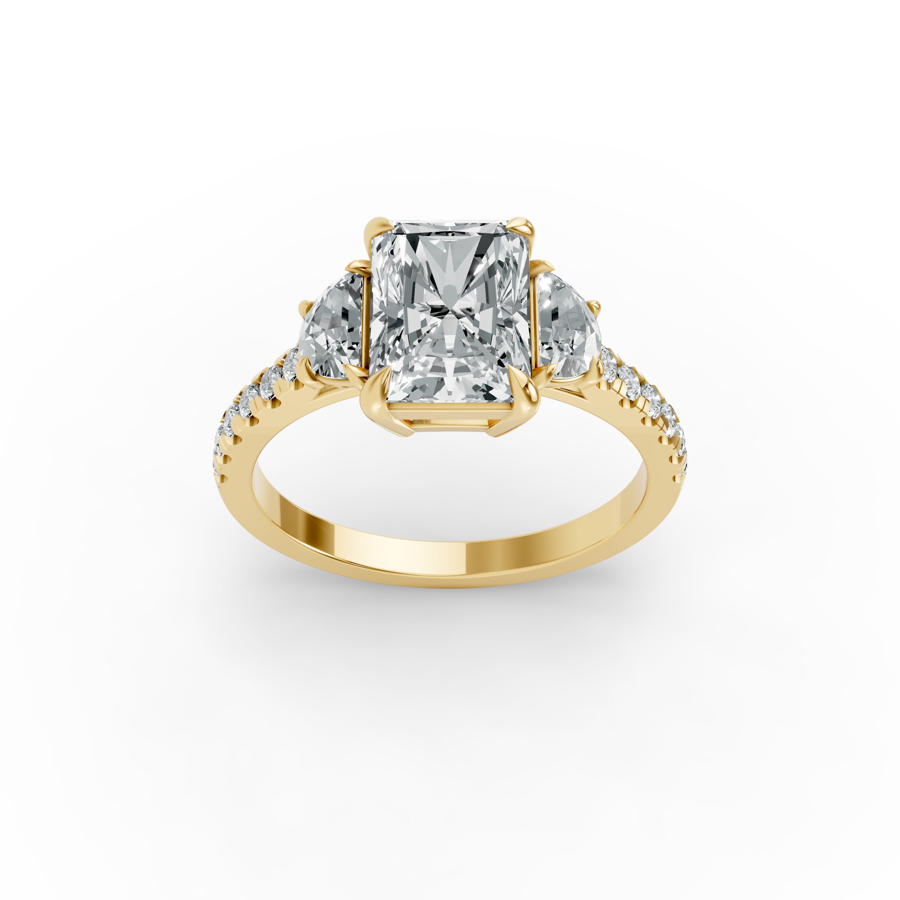 Radiant Shape Diamond Fancy Engagement Ring in Gold
