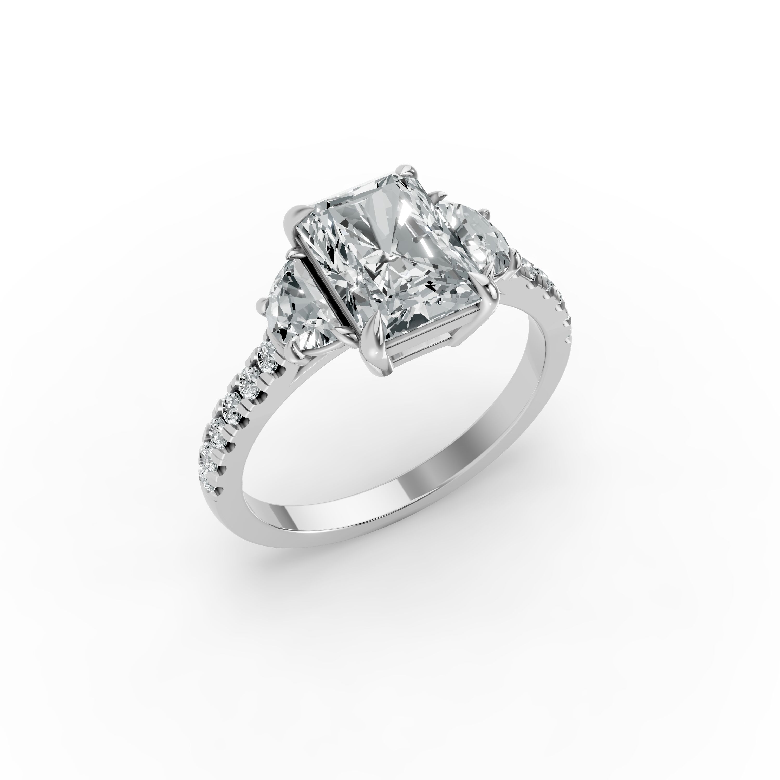 Radiant Shape Diamond Fancy Engagement Ring in Gold