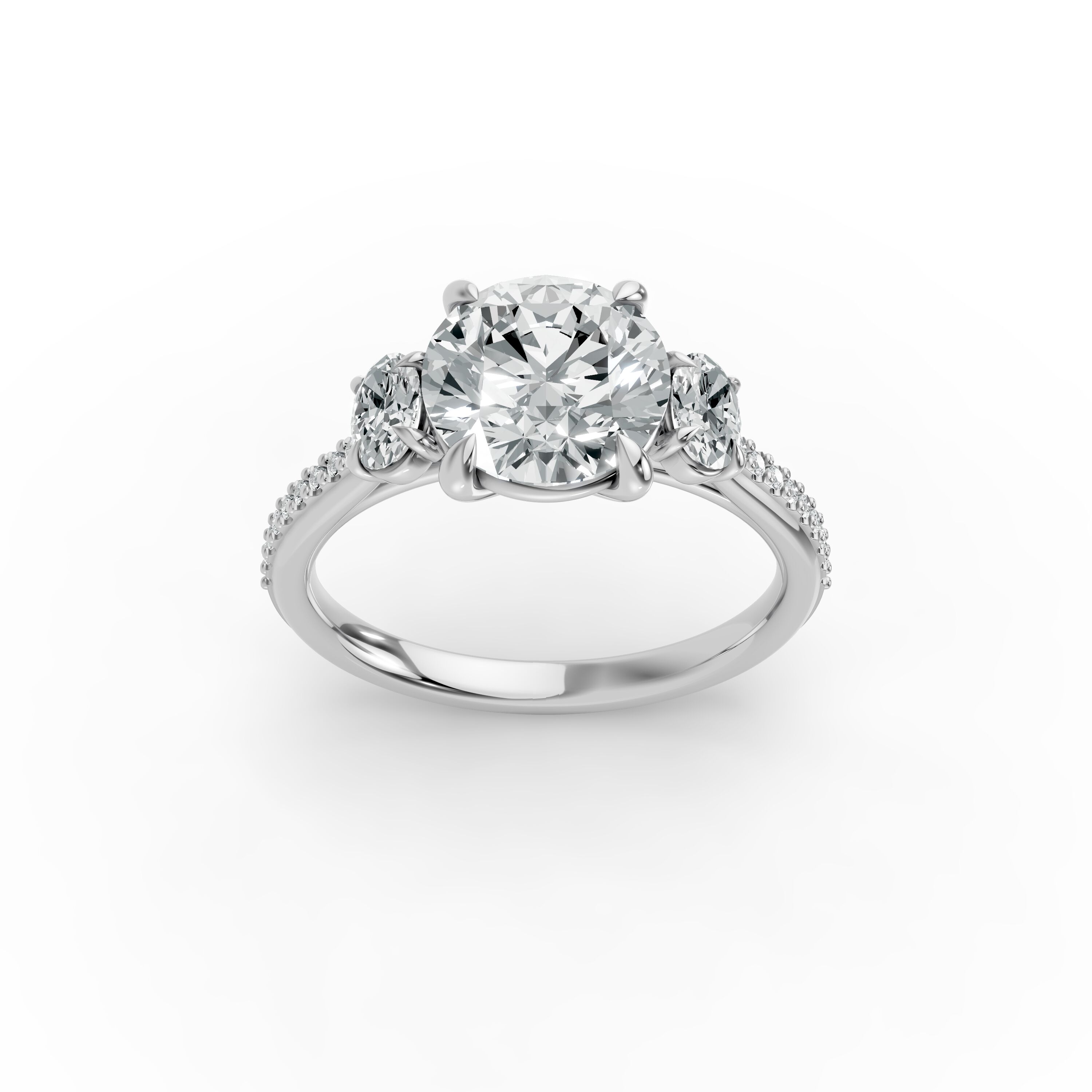 Round Shape Diamond Fancy Engagement Ring in Gold
