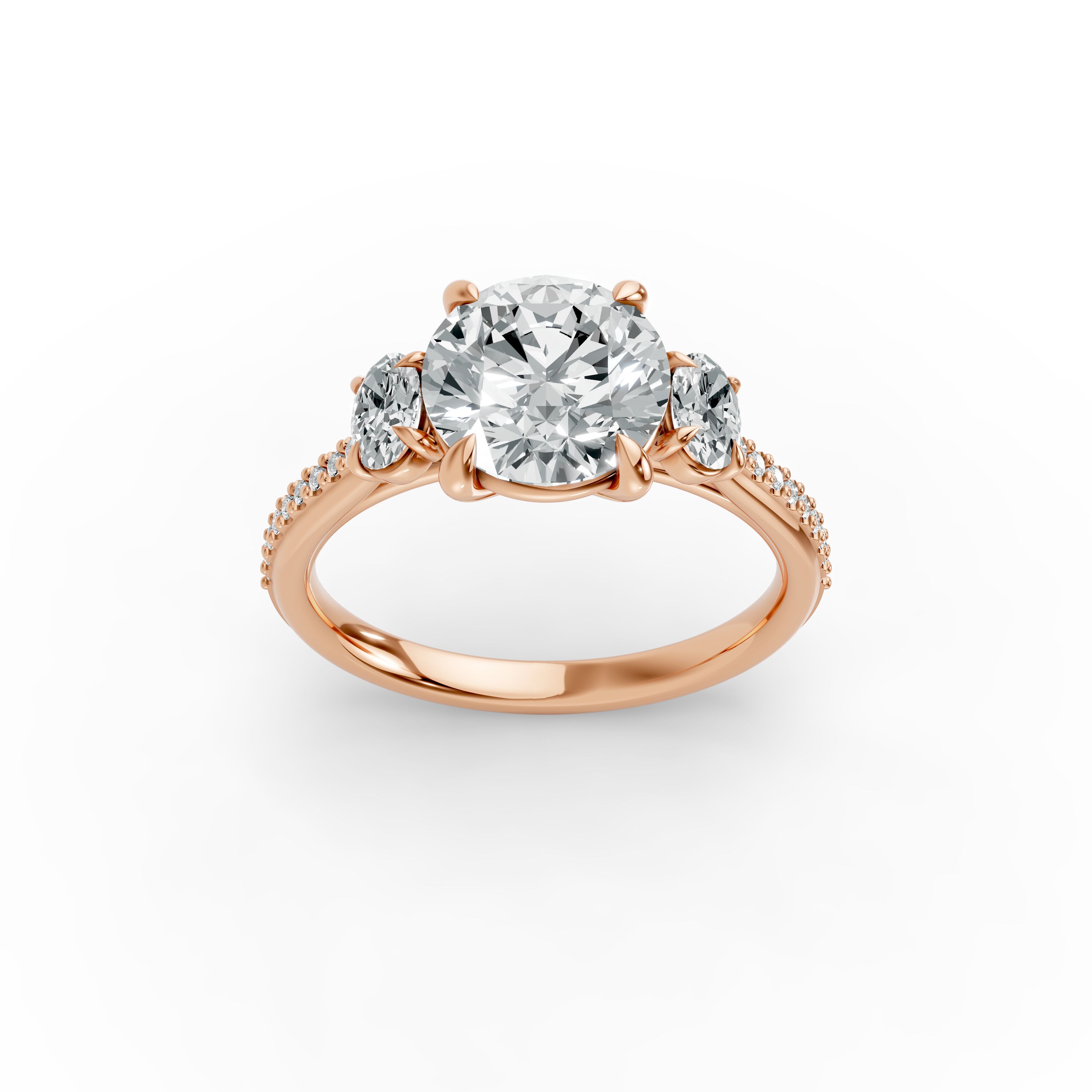 Round Shape Diamond Fancy Engagement Ring in Gold