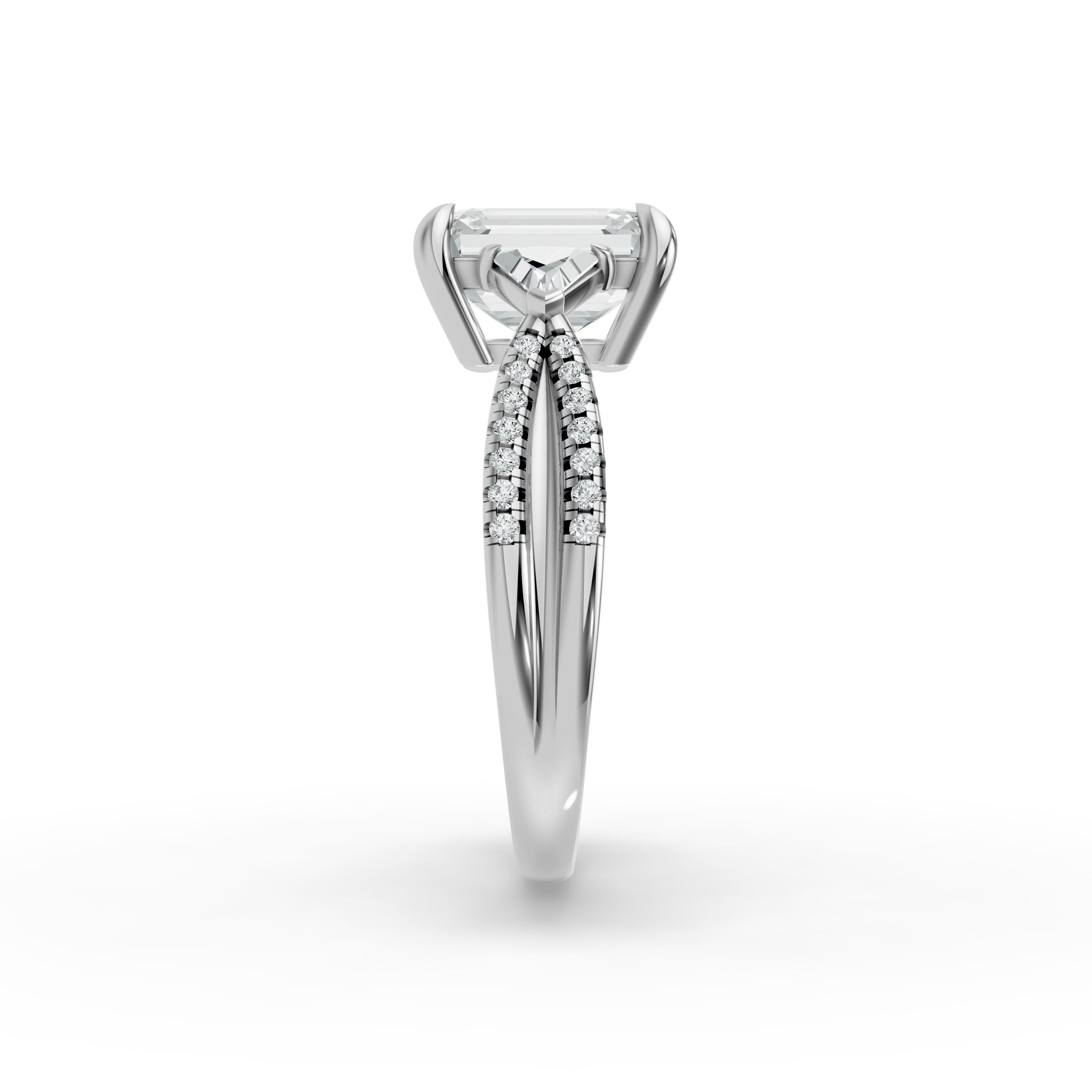 Emerald Shape Diamond Fancy Engagement Ring in Gold