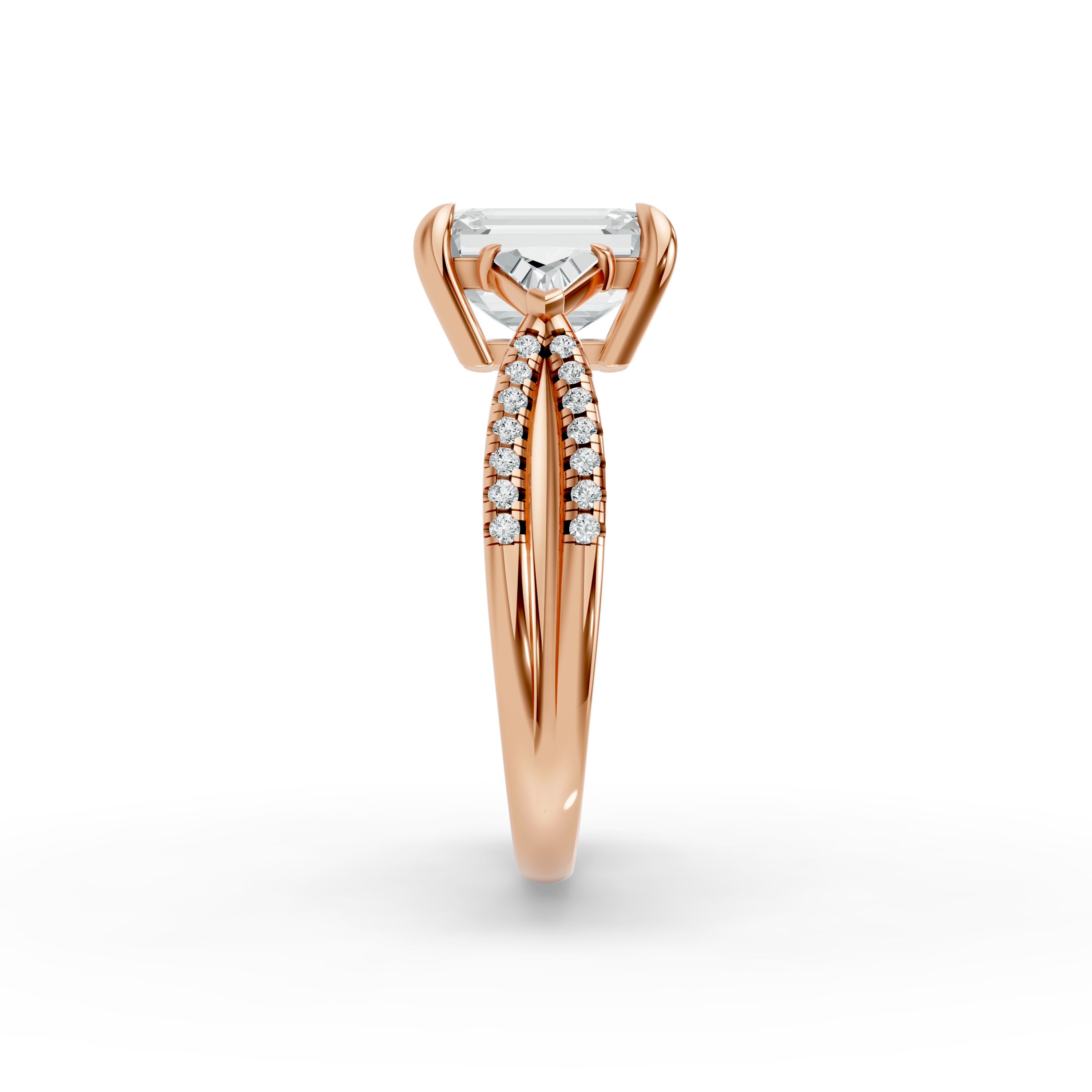 Emerald Shape Diamond Fancy Engagement Ring in Gold