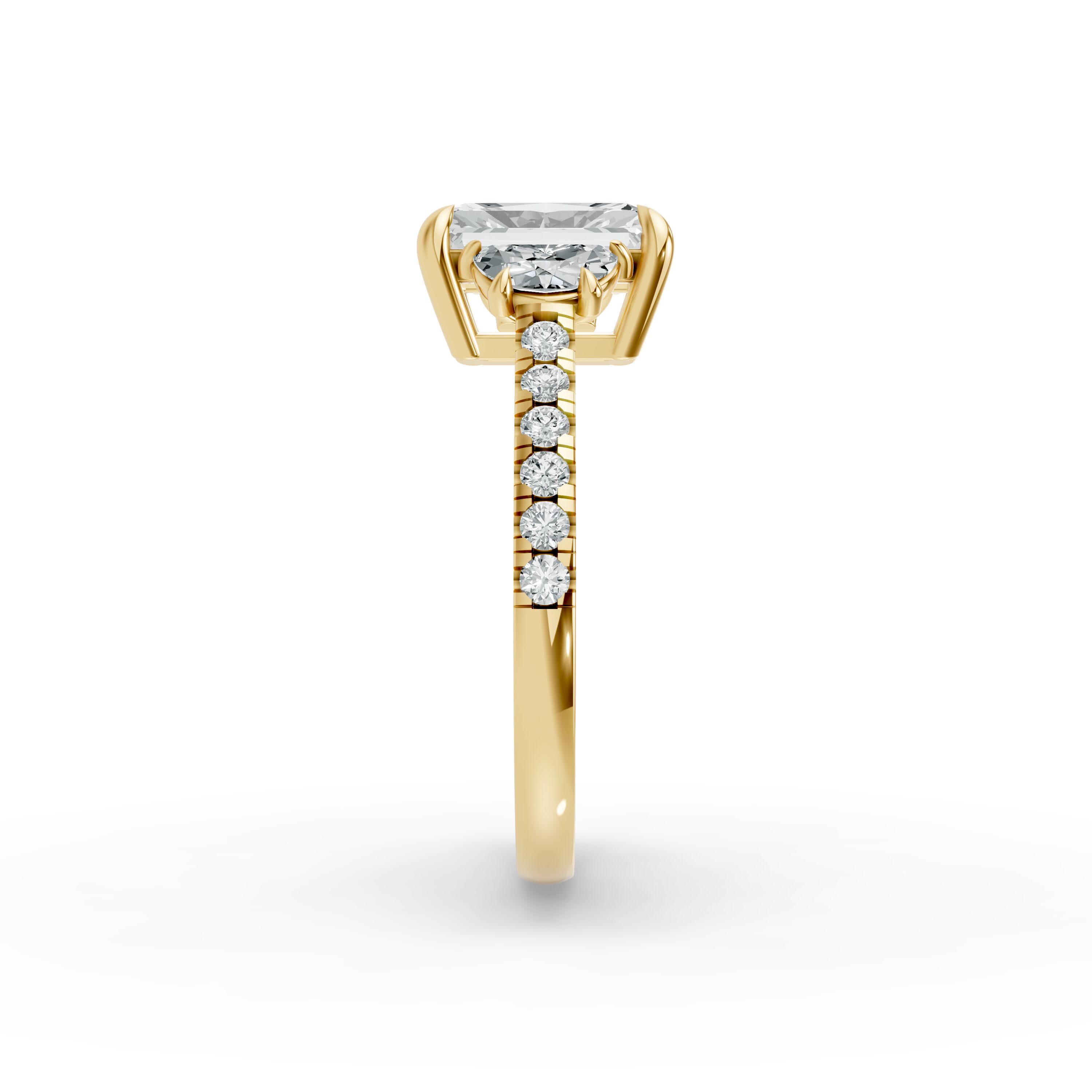 Radiant Shape Diamond Fancy Engagement Ring in Gold