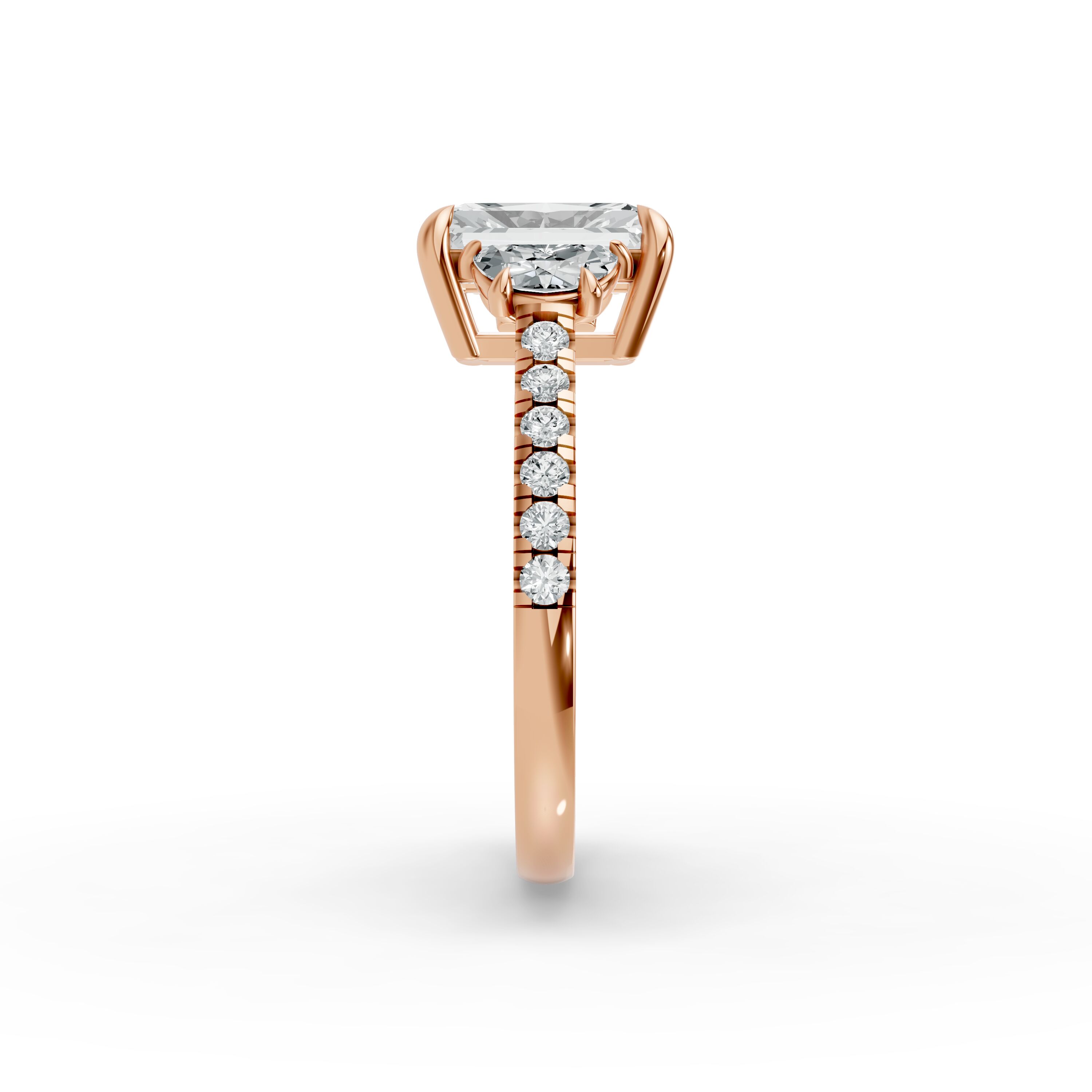 Radiant Shape Diamond Fancy Engagement Ring in Gold