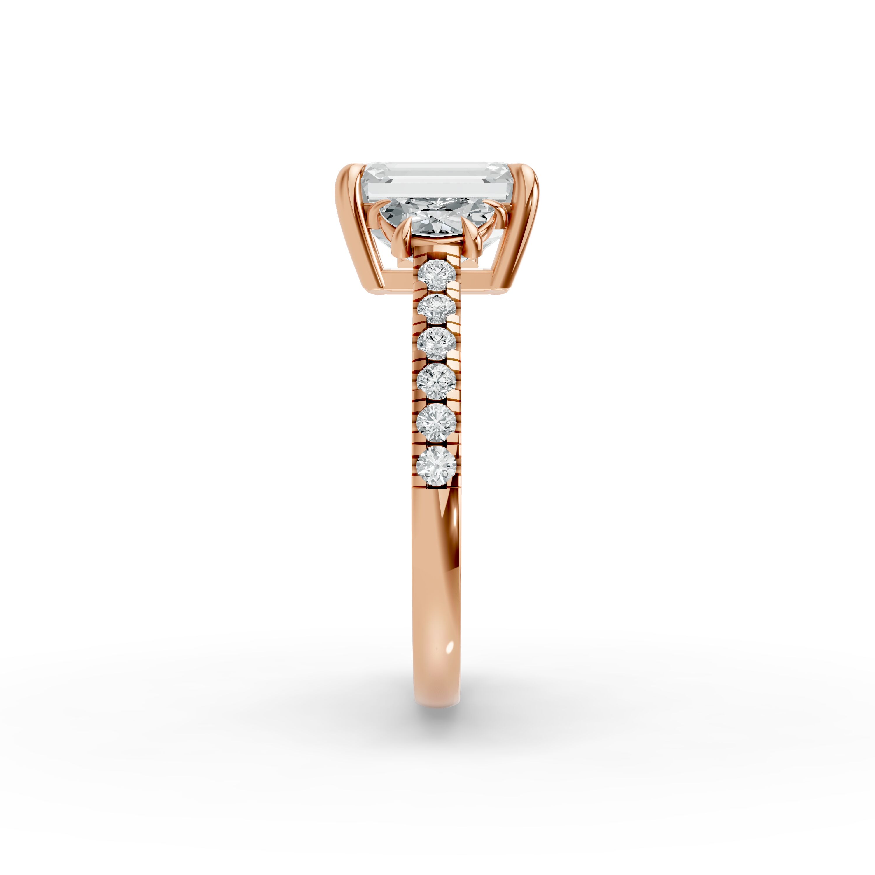 Emerald Shape Diamond Fancy Engagement Ring in Gold