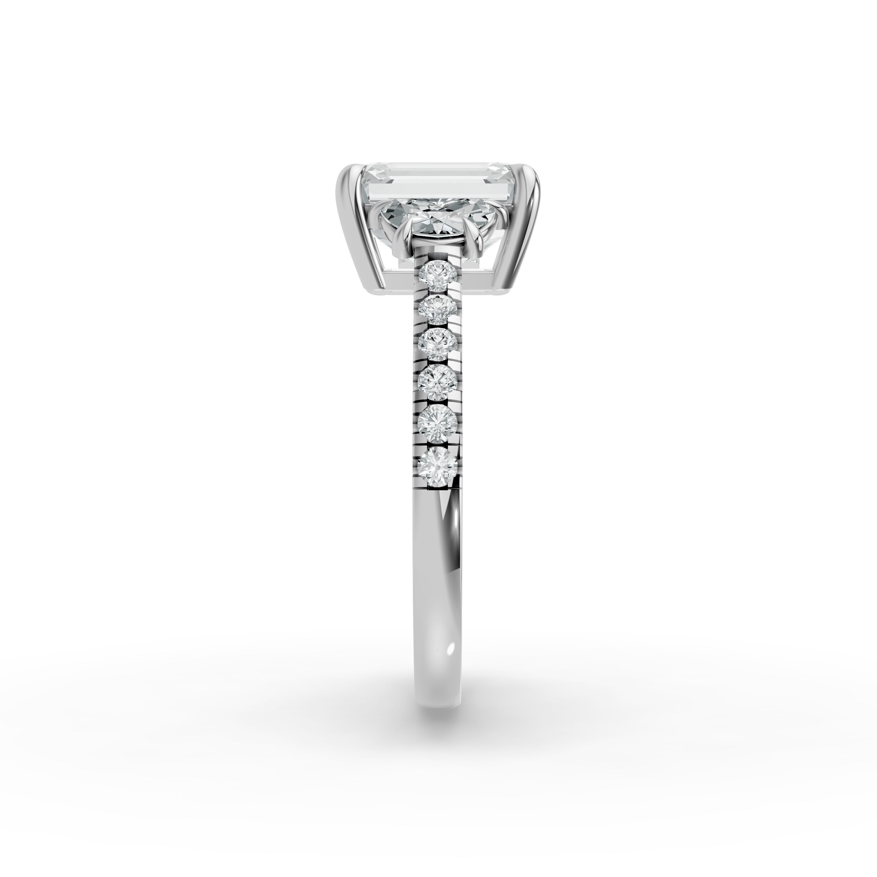 Emerald Shape Diamond Fancy Engagement Ring in Gold
