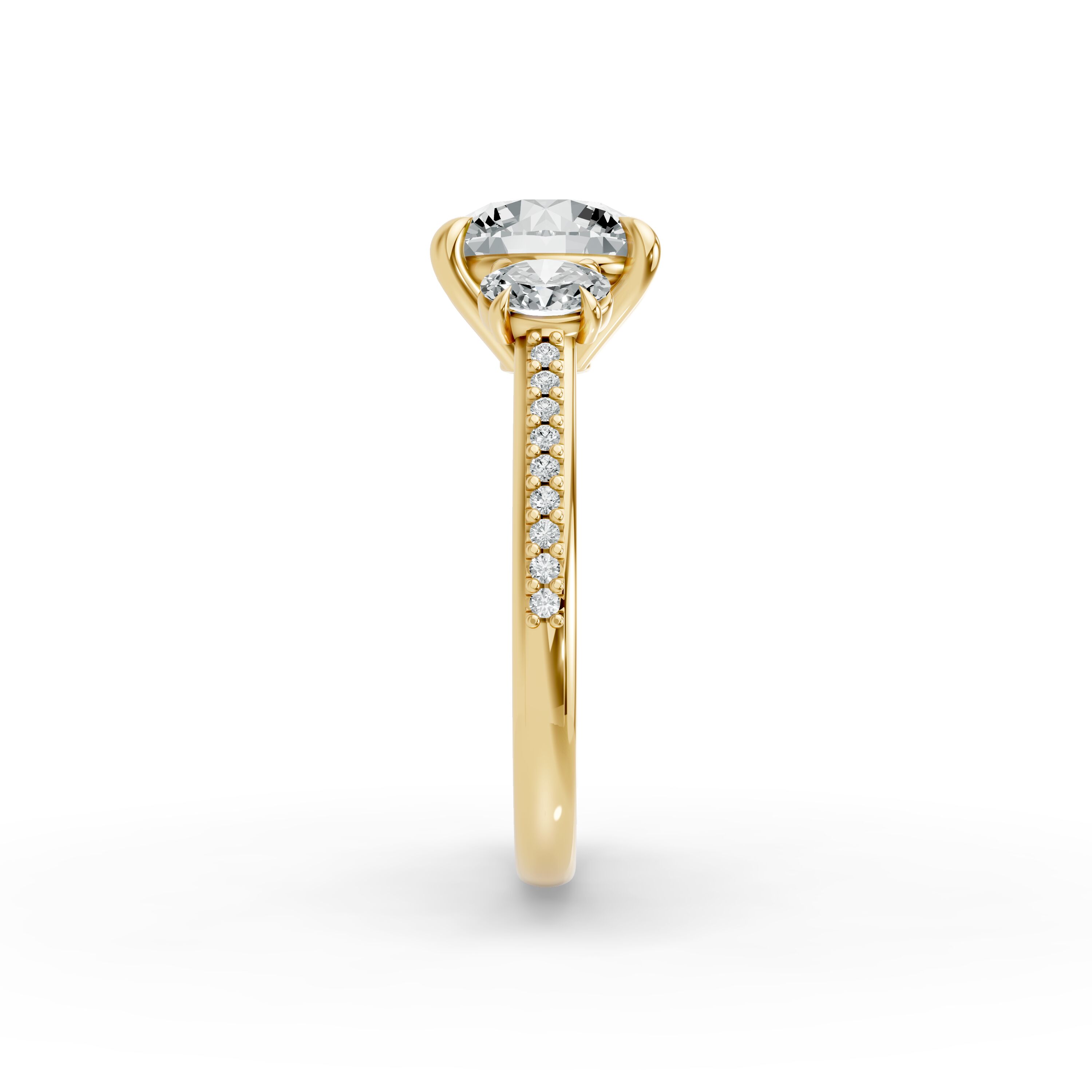 Round Shape Diamond Fancy Engagement Ring in Gold